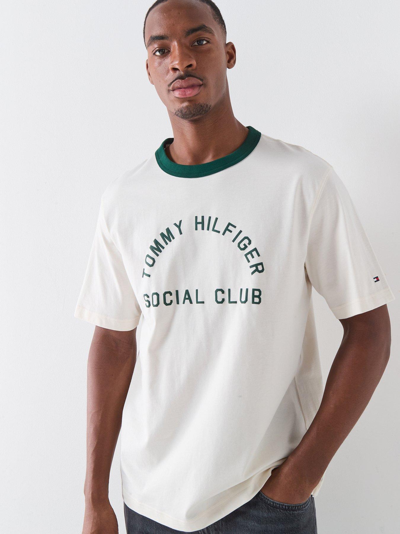 Tommy Hilfiger Country Club Arch Logo Ringer T-Shirt, Off White, Size 2Xl, Men