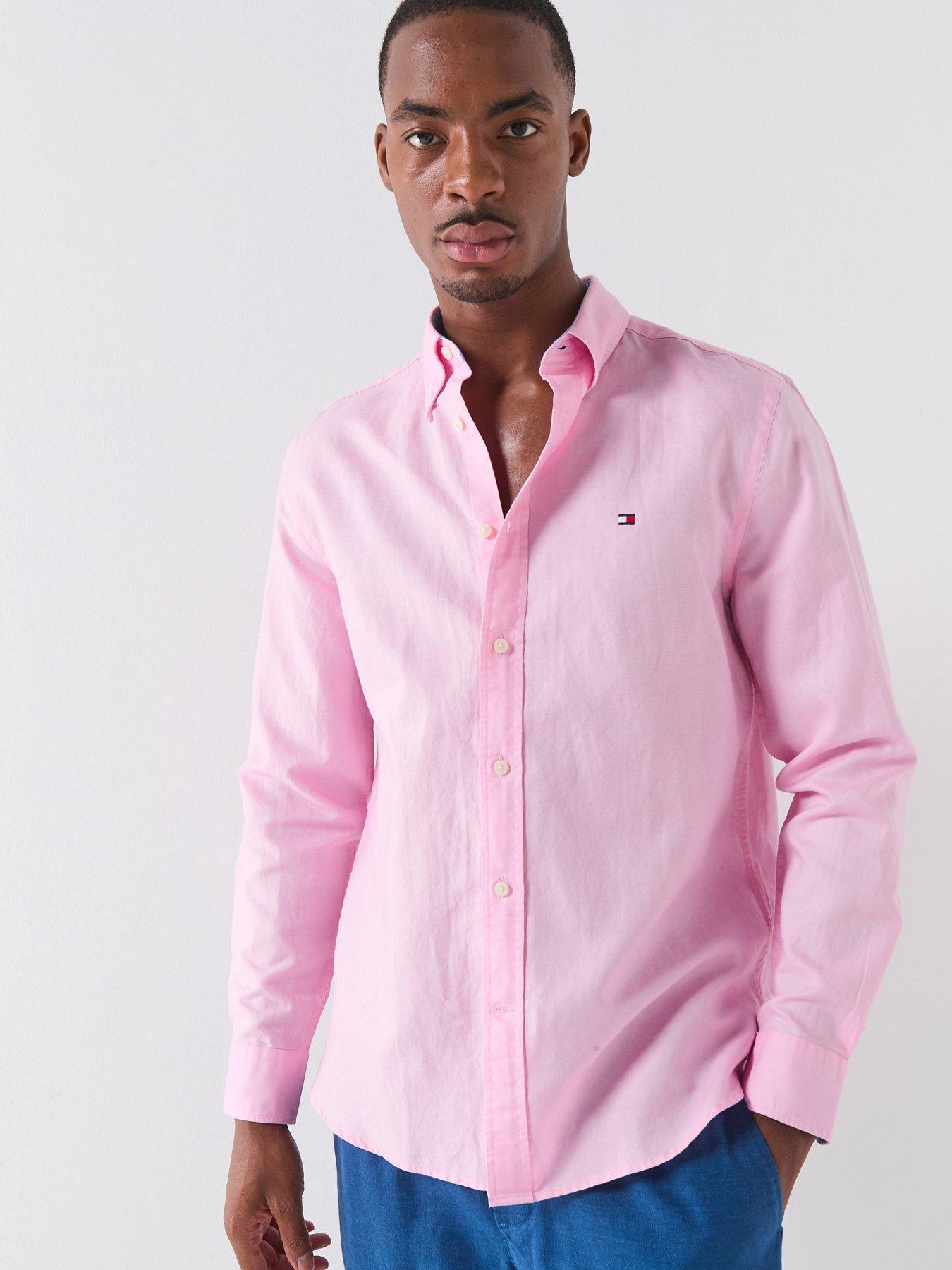 Tommy Hilfiger Regular Fit Linen Blend Shirt - Light Pink