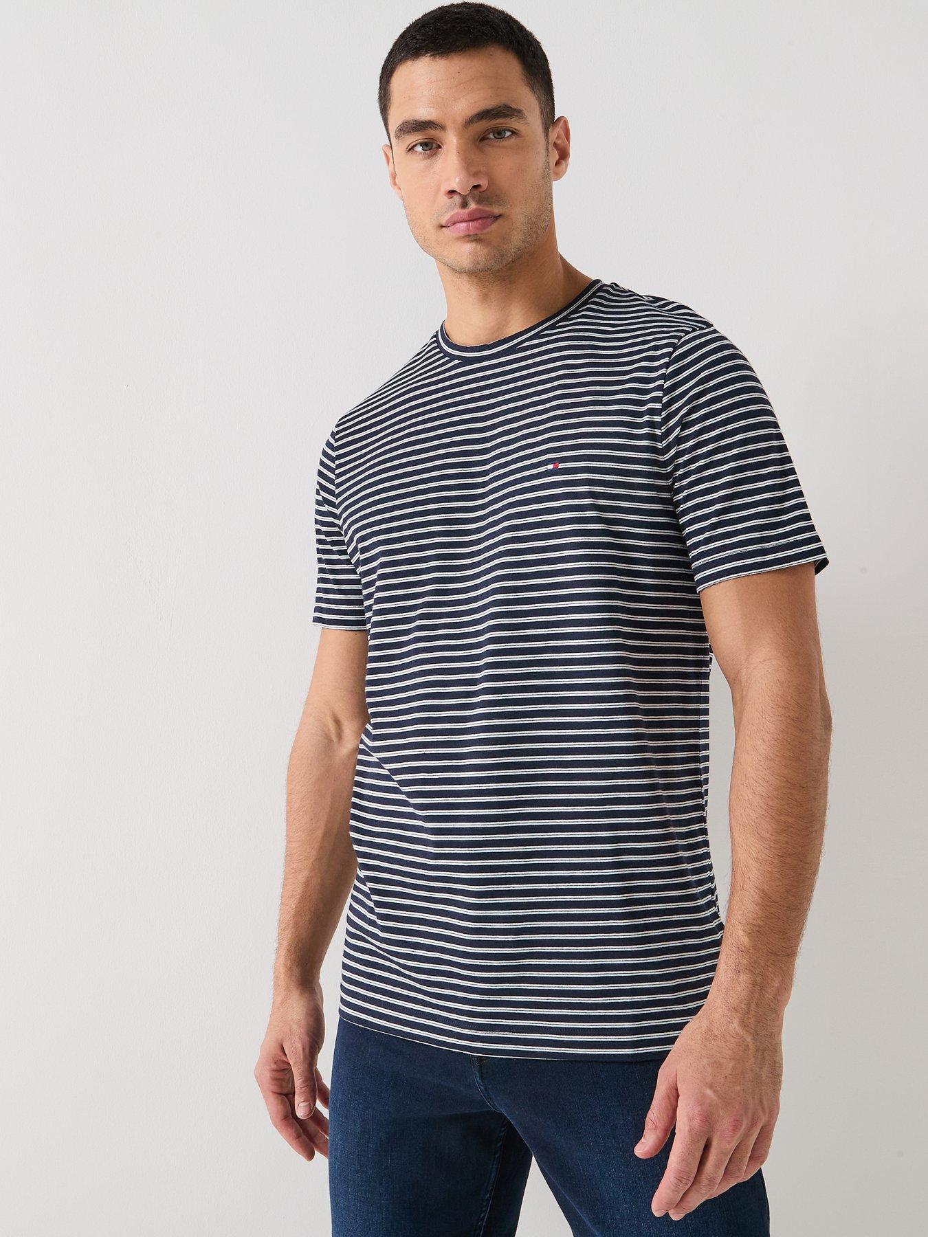 Tommy Hilfiger Regular Fit Essential Flag Stripe T-Shirt - Navy