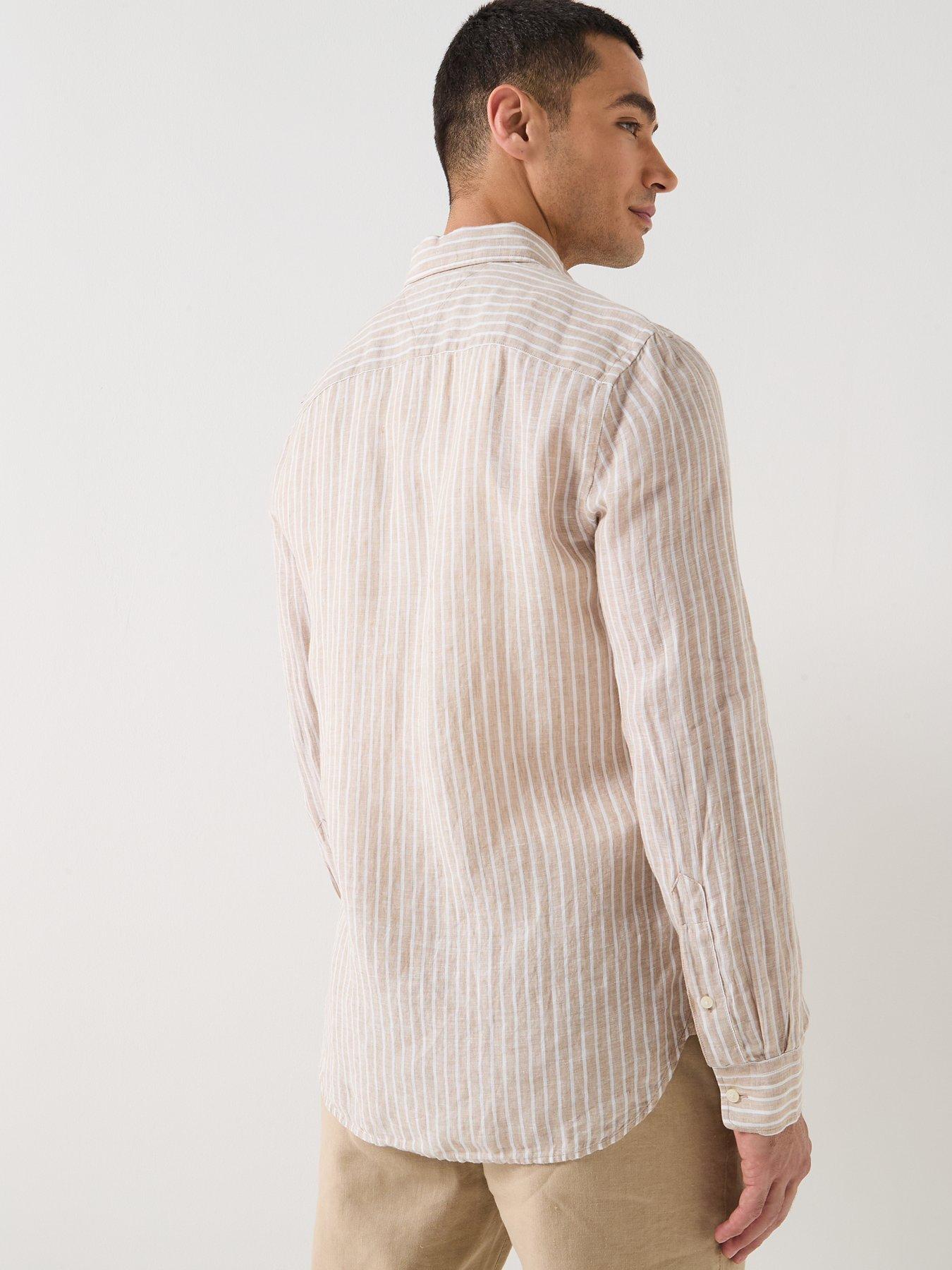 Image 2 of 6 of Tommy Hilfiger Bengal Stripe Linen Shirt - Light Beige