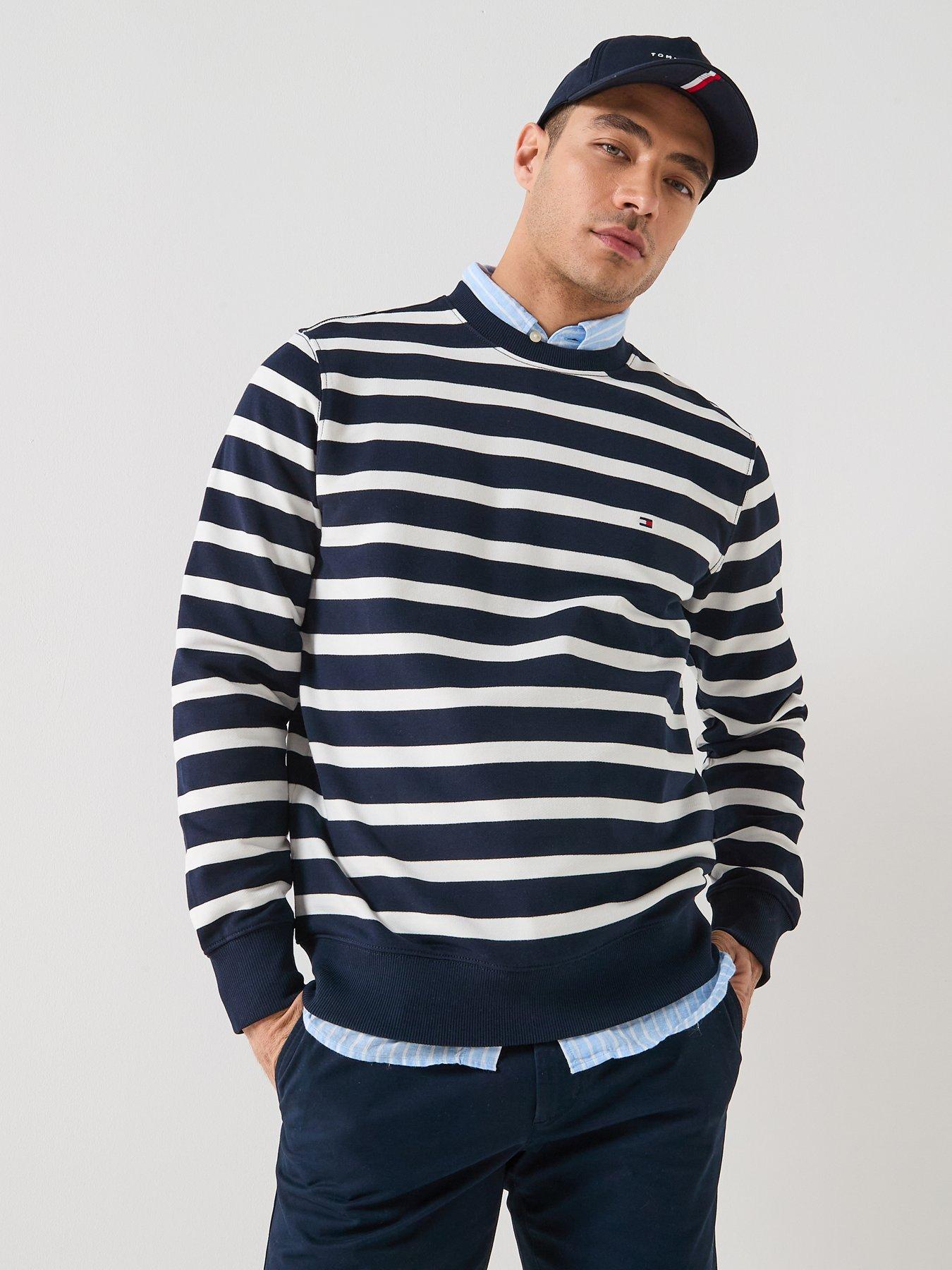 Tommy Hilfiger Essential Block Stripe Crew Sweatshirt - Navy