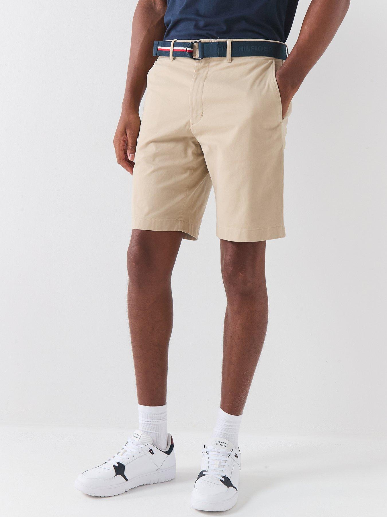 Tommy Hilfiger Denton Essential Twill Belted Chino Shorts, Light Beige, Size 36, Men
