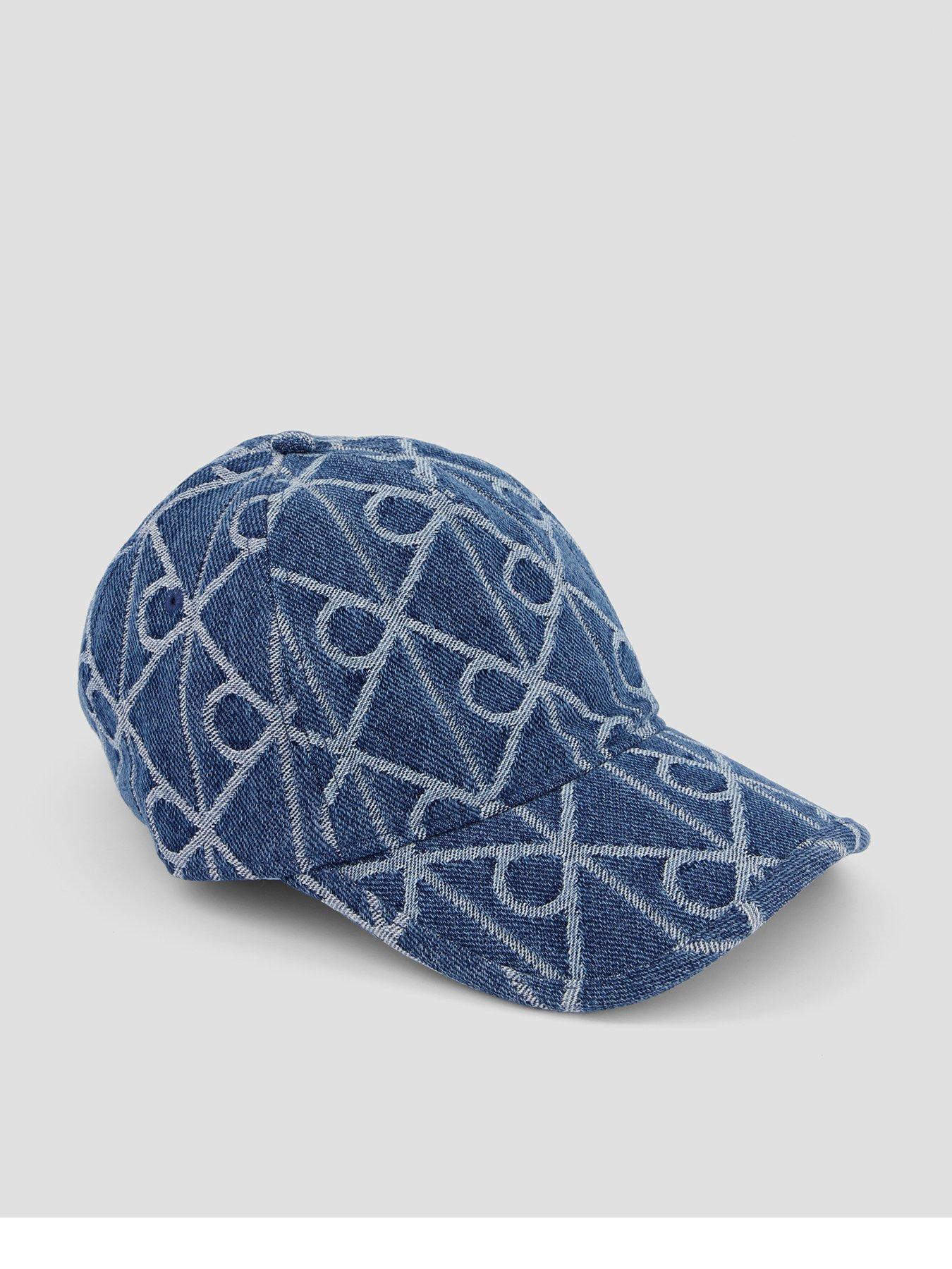 Calvin Klein: Allover Print Jacquard Denim Baseball Cap - Blue
