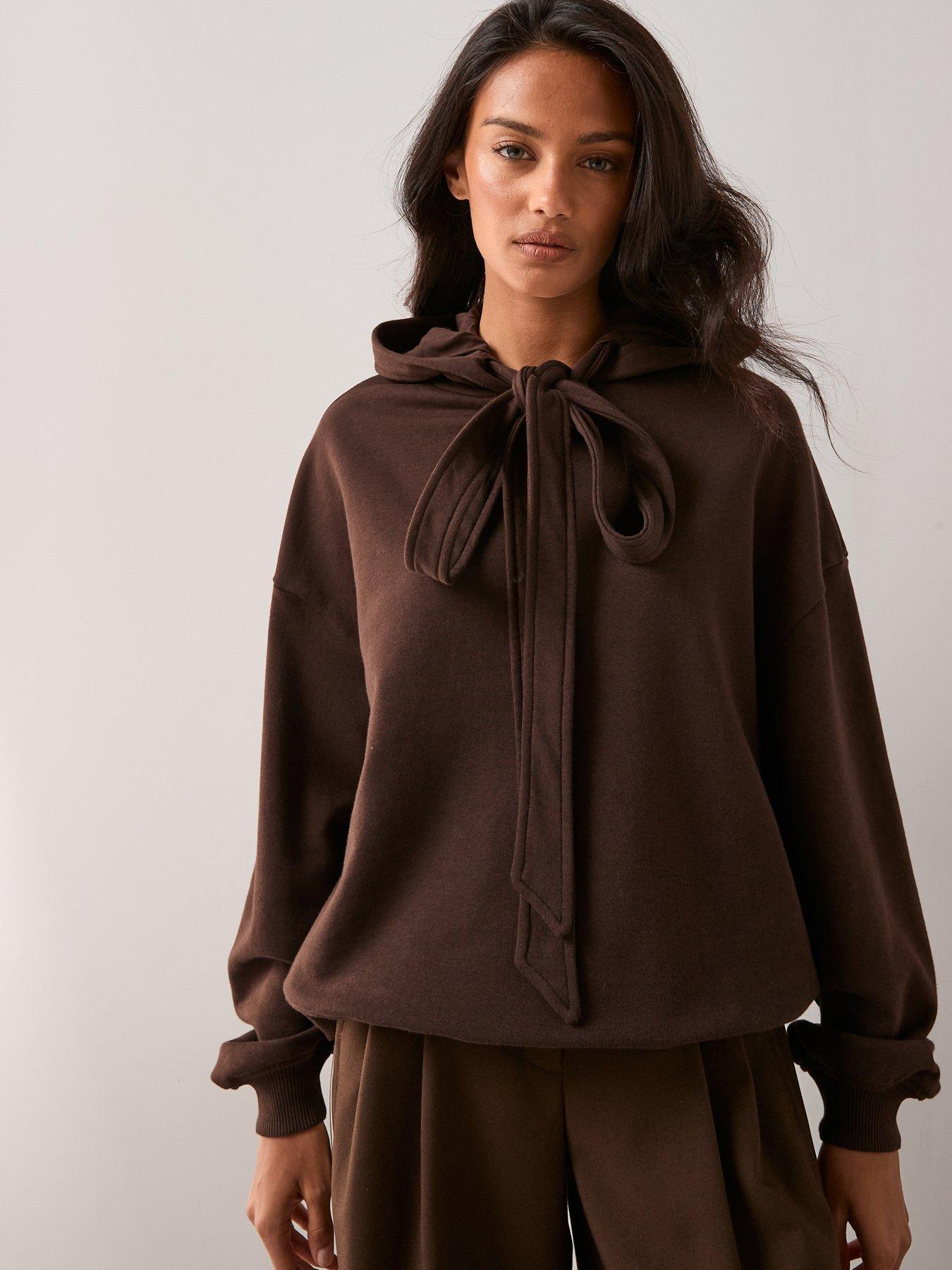 The Very Collection: Bow Detail Hoodie - Brown