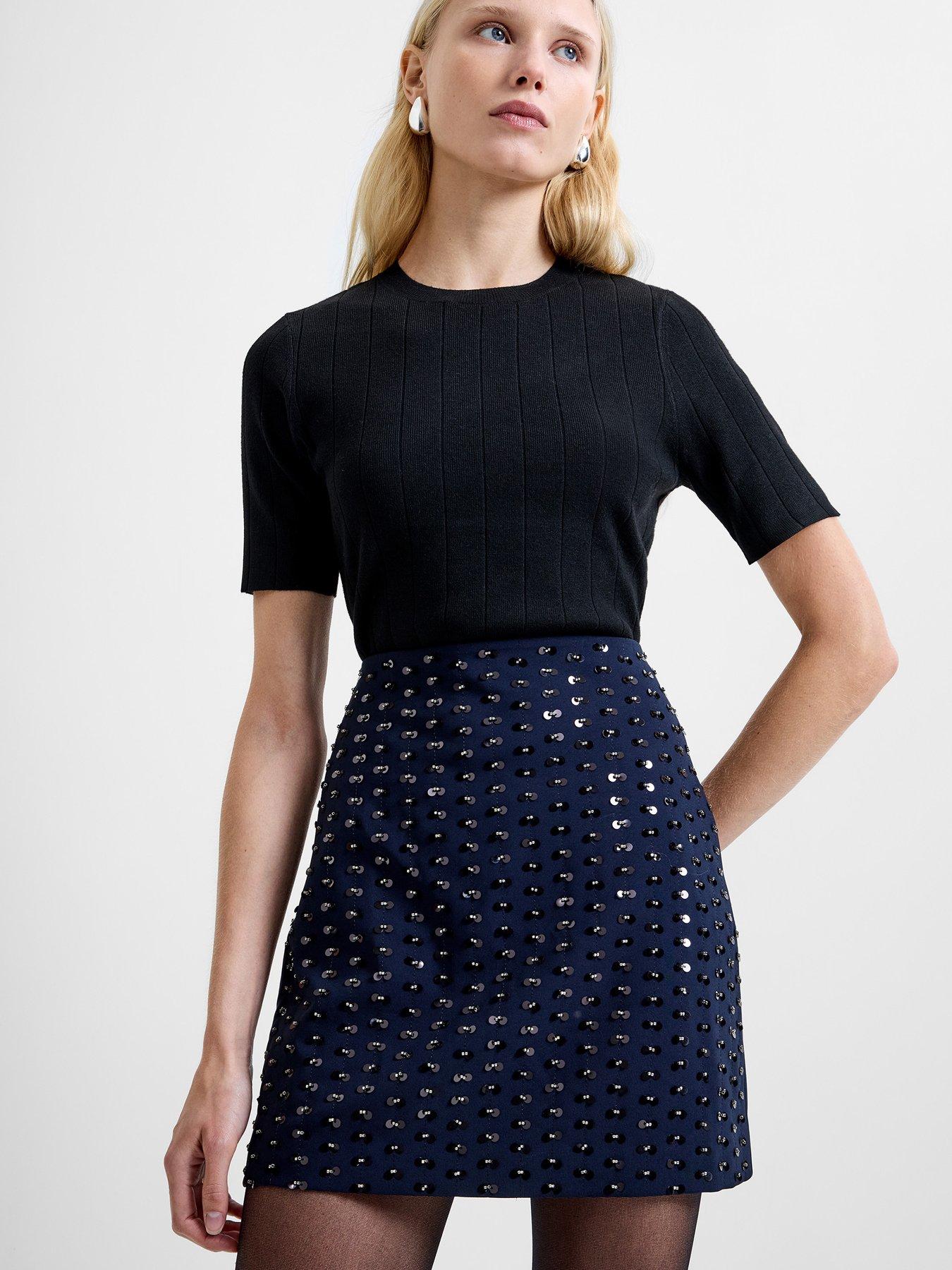 French Connection Embellished Mini Skirt - Navy
