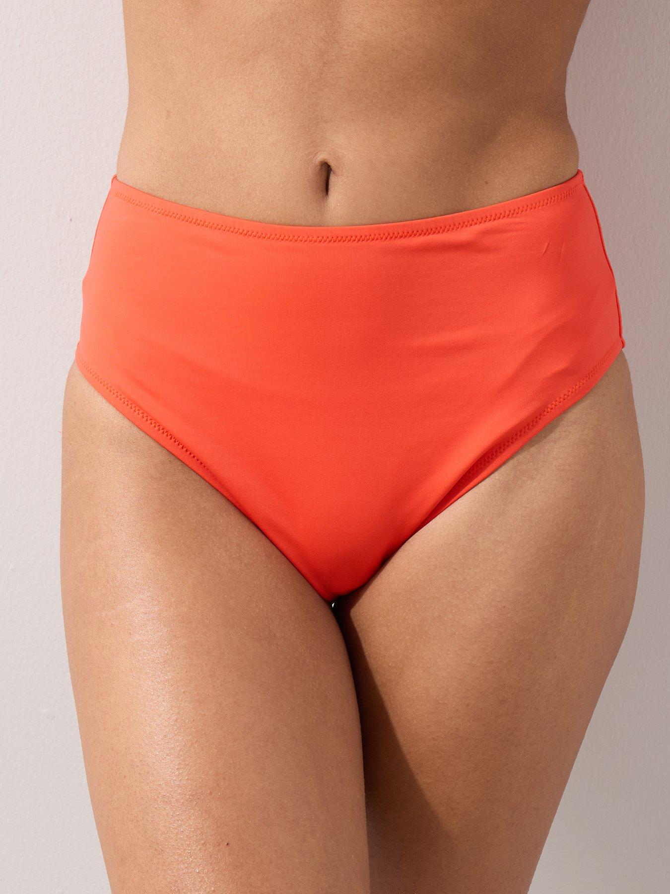 Image 6 of 7 of The Very Collection Shape Enhancing Tropical Flower Trim Bandeau Bikini Brief - Orange