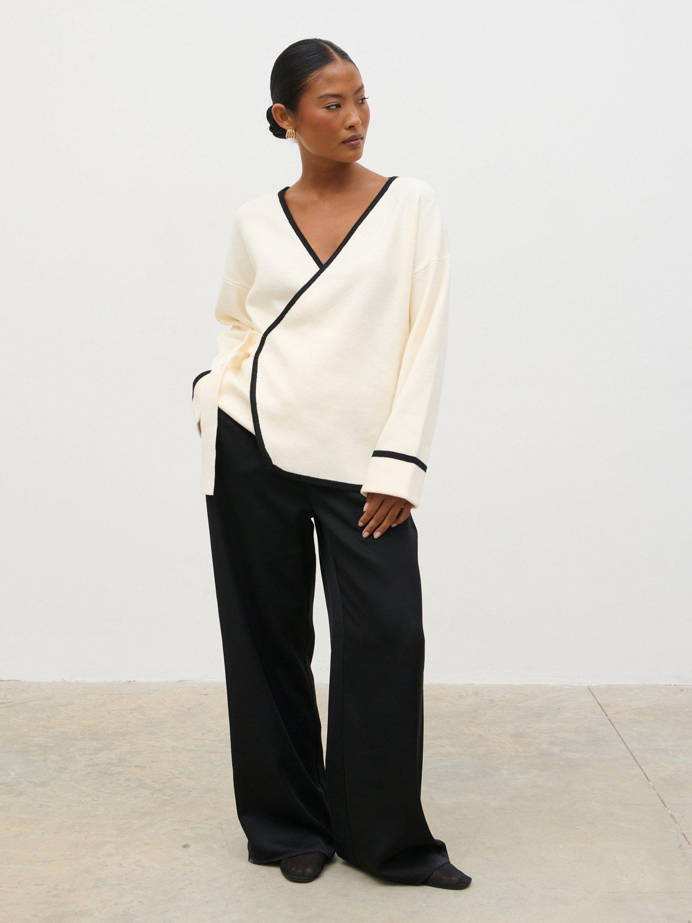 Pretty Lavish Devon Contrast Tipping Knit Cardigan, Multi, Size Xs, Women