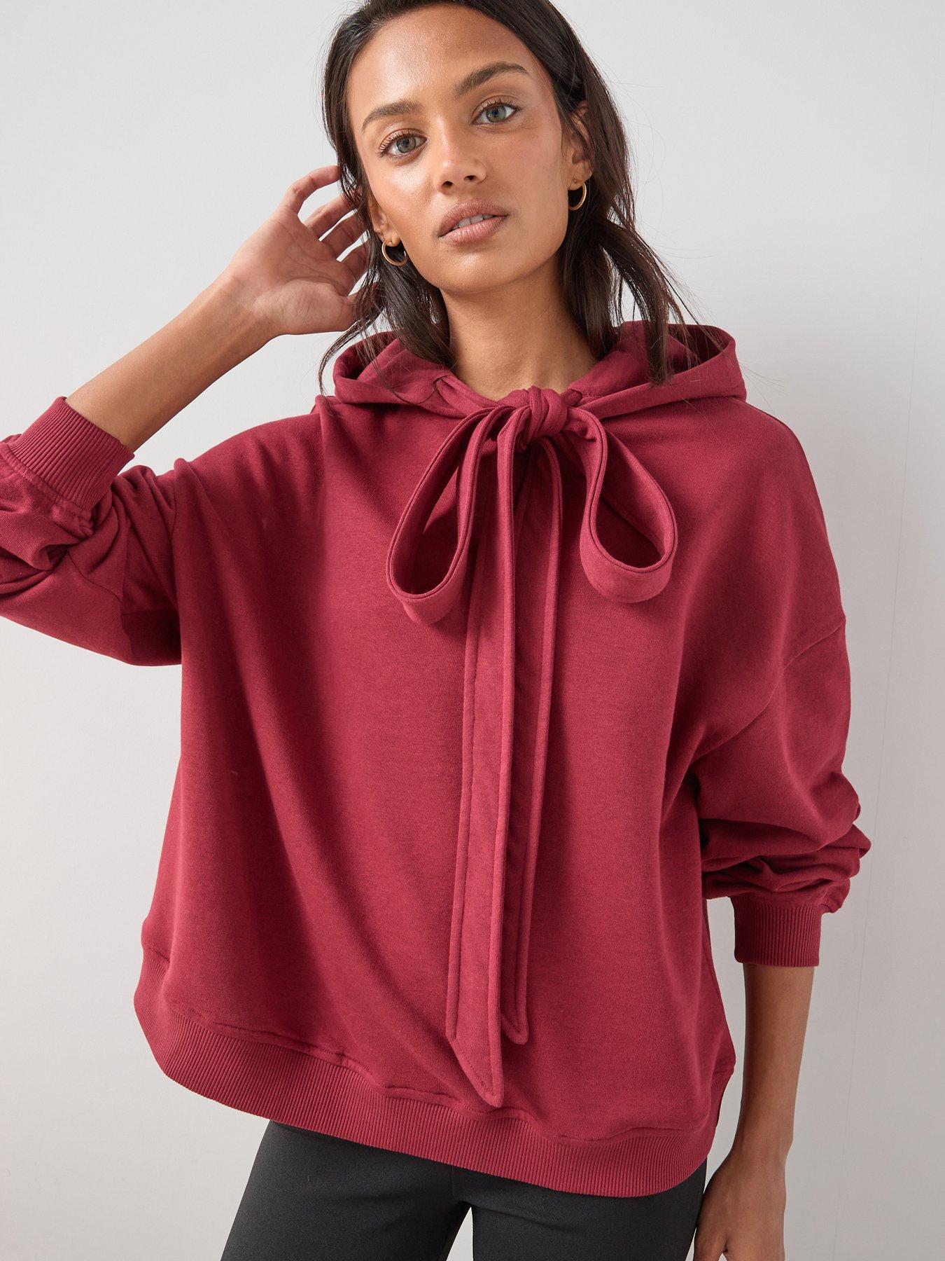 Image 1 of 6 of The Very Collection Bow Detail Hoodie - Red
