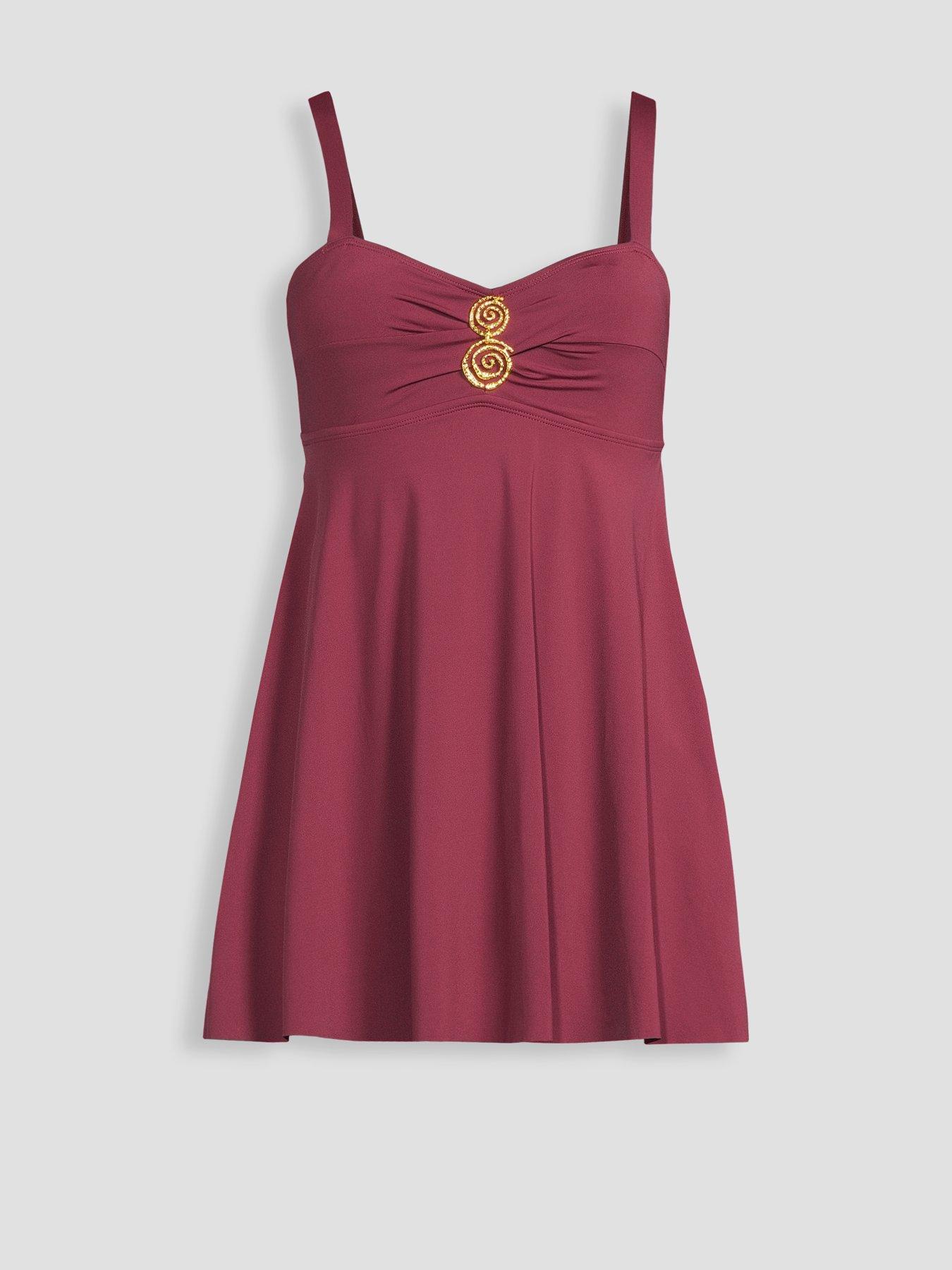 Image 7 of 7 of The Very Collection Trim Detail Swim Dress - Red