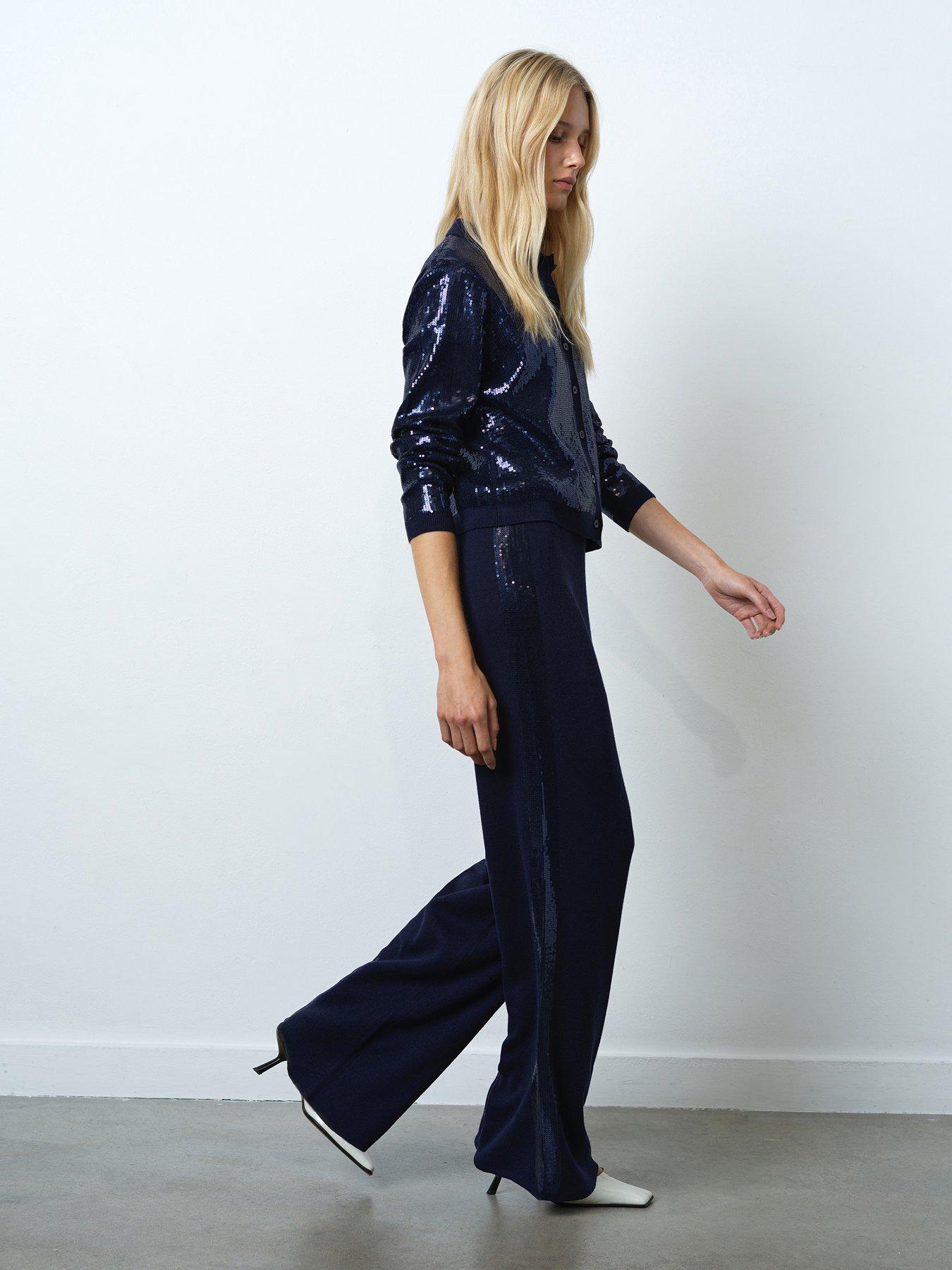 Pantalon French Connection En Brocard Avec Fils Lurex Argent - Taille 38 (12) - Occasion Très Bon état