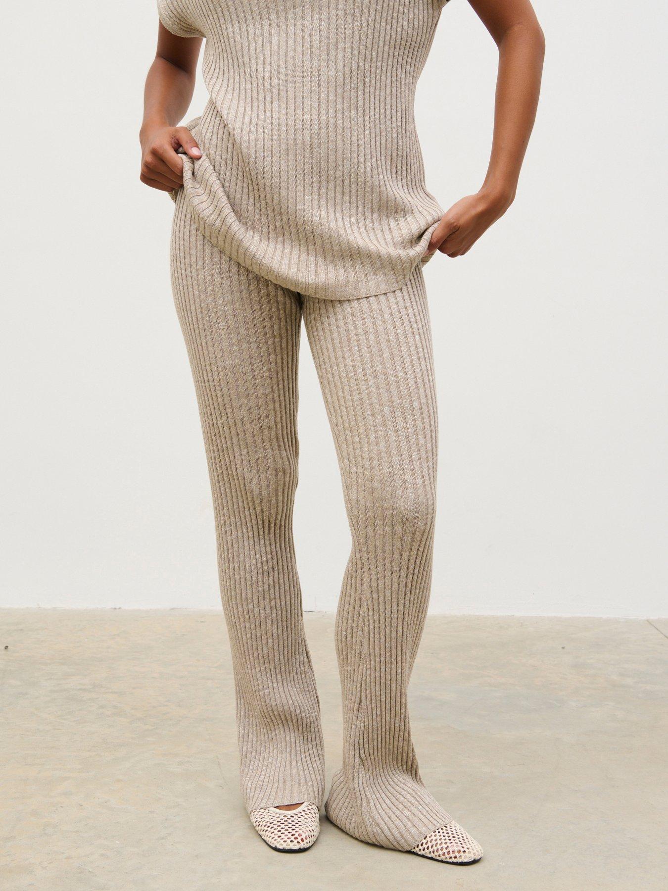 Pretty Lavish Dionne Knit Trousers - Taupe Marl