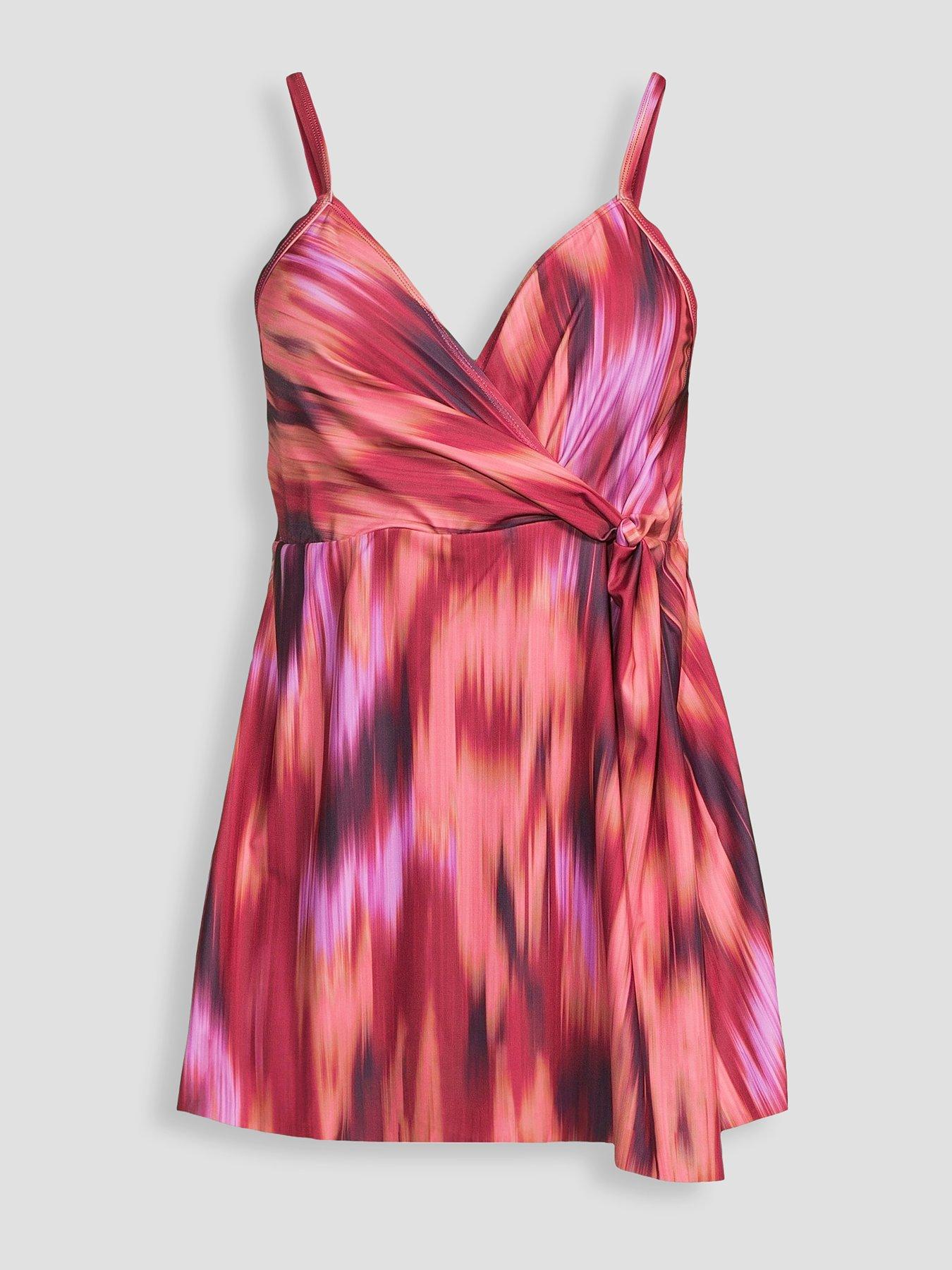 Image 7 of 7 of The Very Collection Twist Front Split Side Swim Dress - Multi