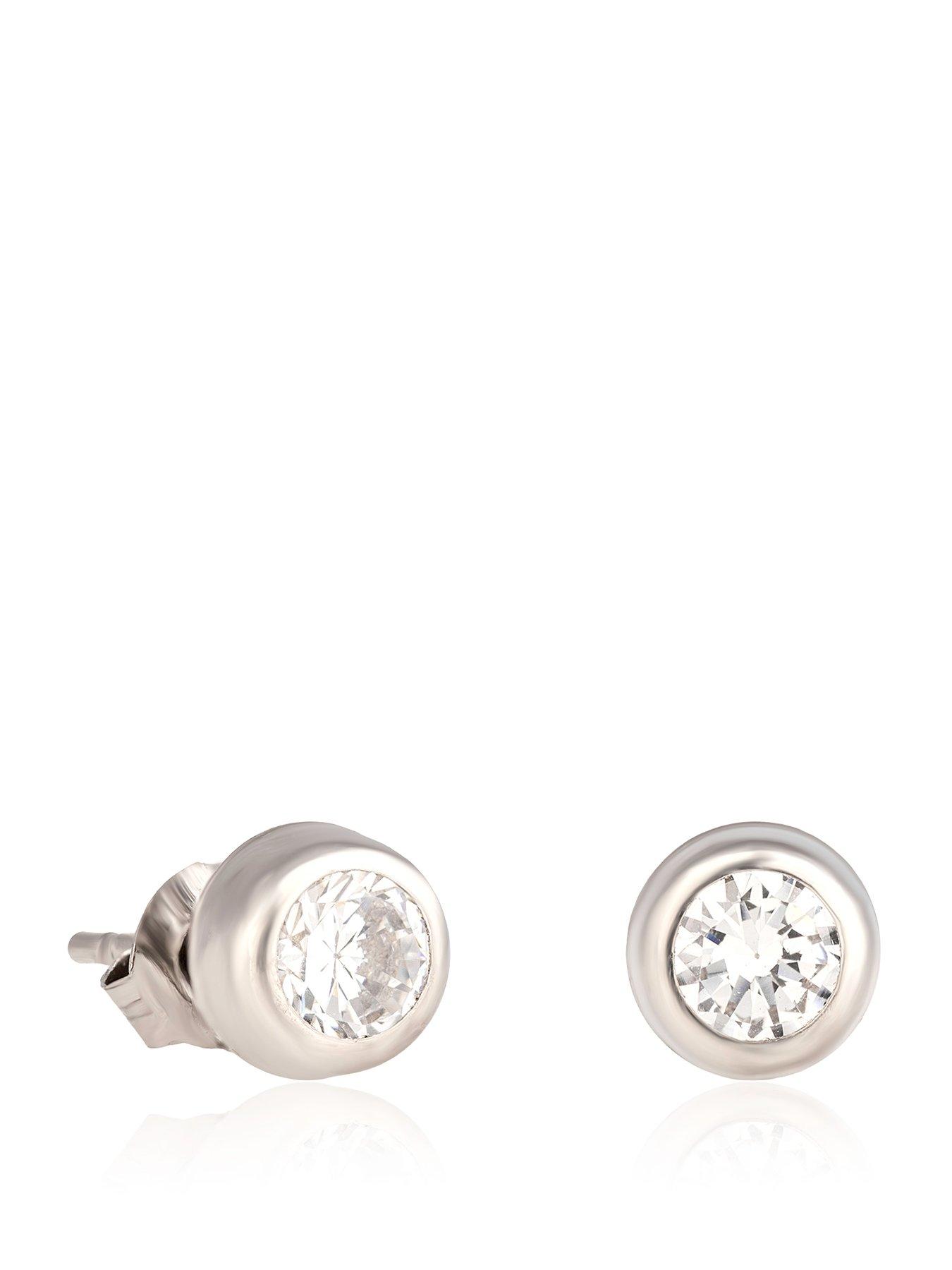The Love Collection 9ct white gold 5mm white cz rubover studs
