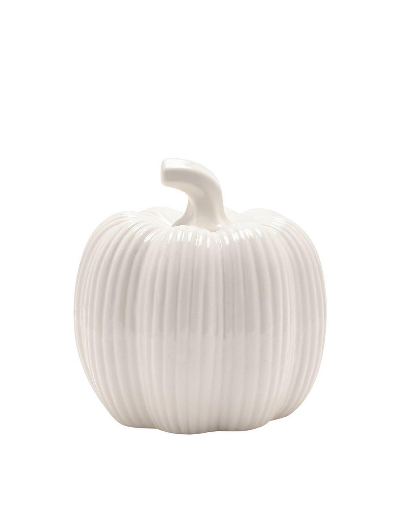 Country Living White Tall Pumpkin Ornament Set of 2