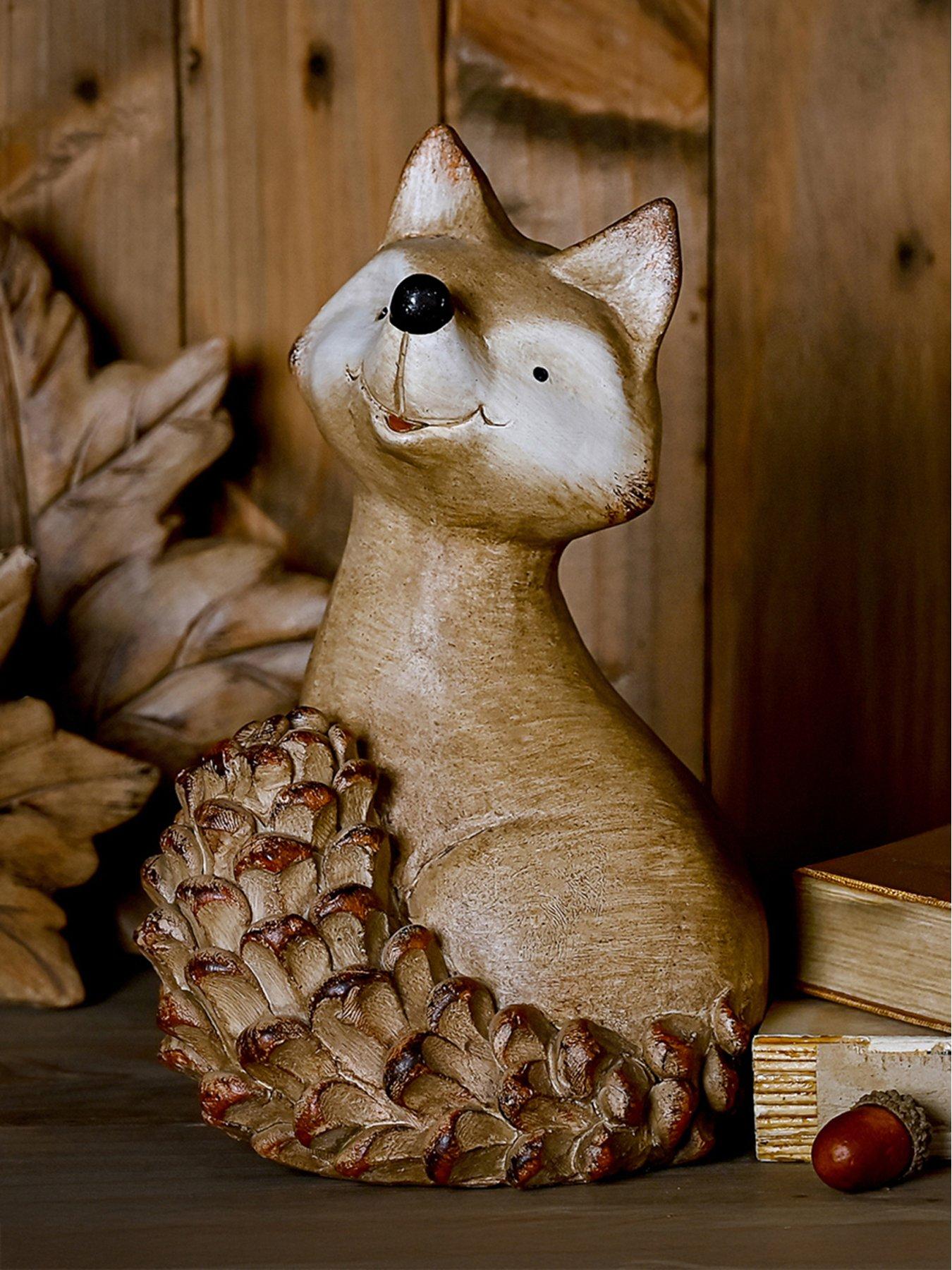 Country Living Wood Effect Resin Fox - Large