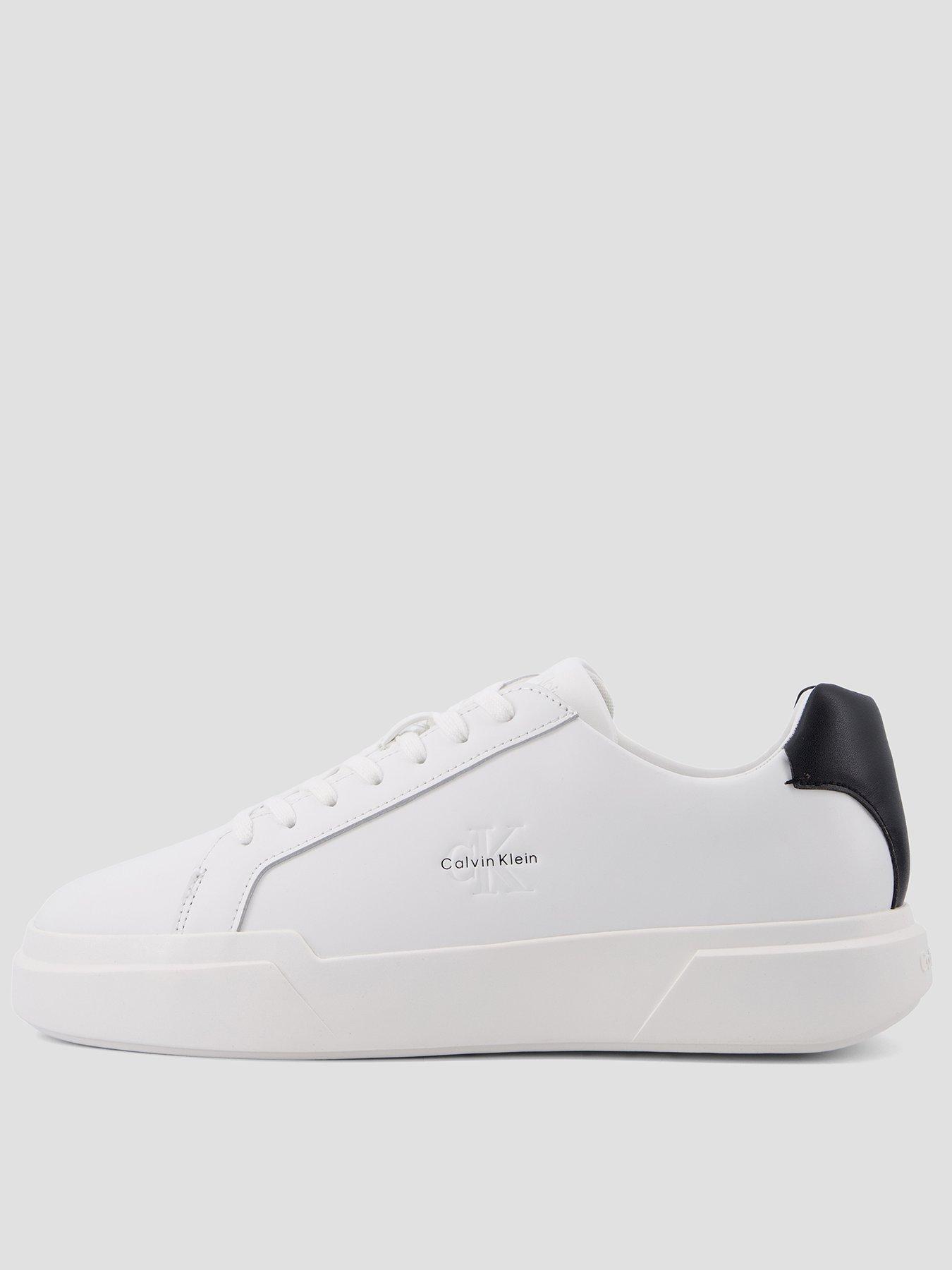 Calvin Klein Chunky Cupsole Laceup Leather Trainer - White/Black