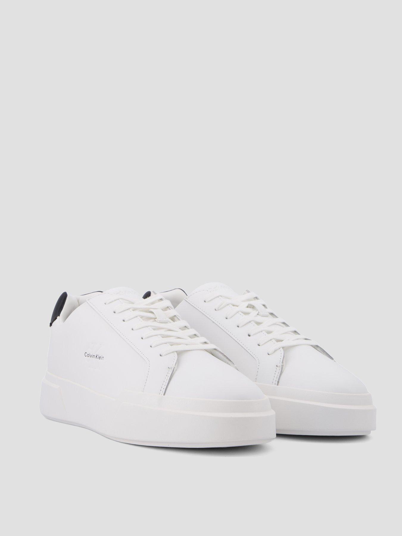 Image 6 of 7 of Calvin Klein Chunky Cupsole Laceup Leather Trainer - White/Black