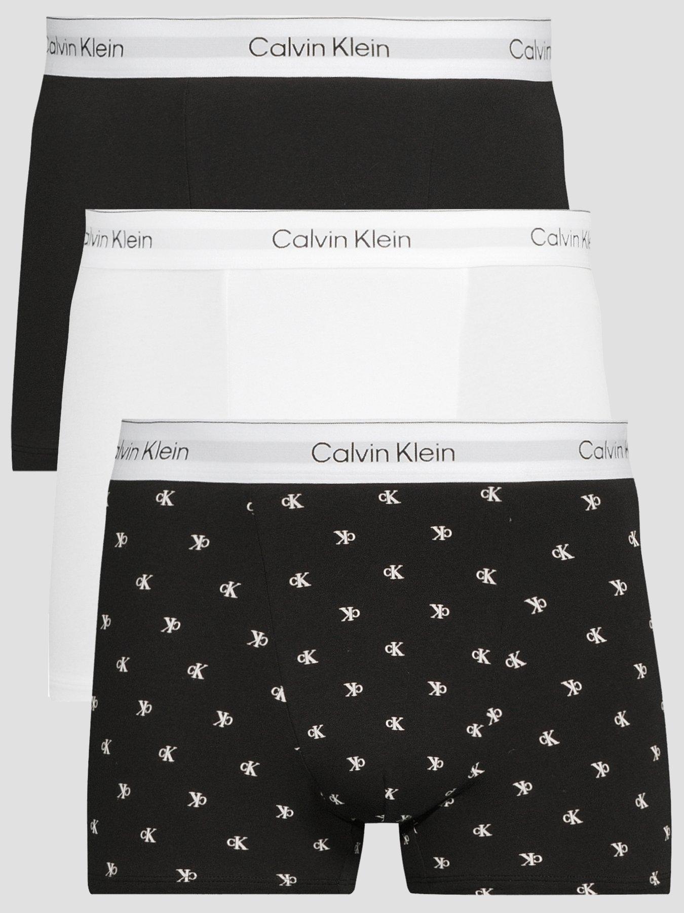 Image 1 of 3 of Calvin Klein Underwear Icon Cotton Stretch 3 Pack Relaxed Trunks - Black