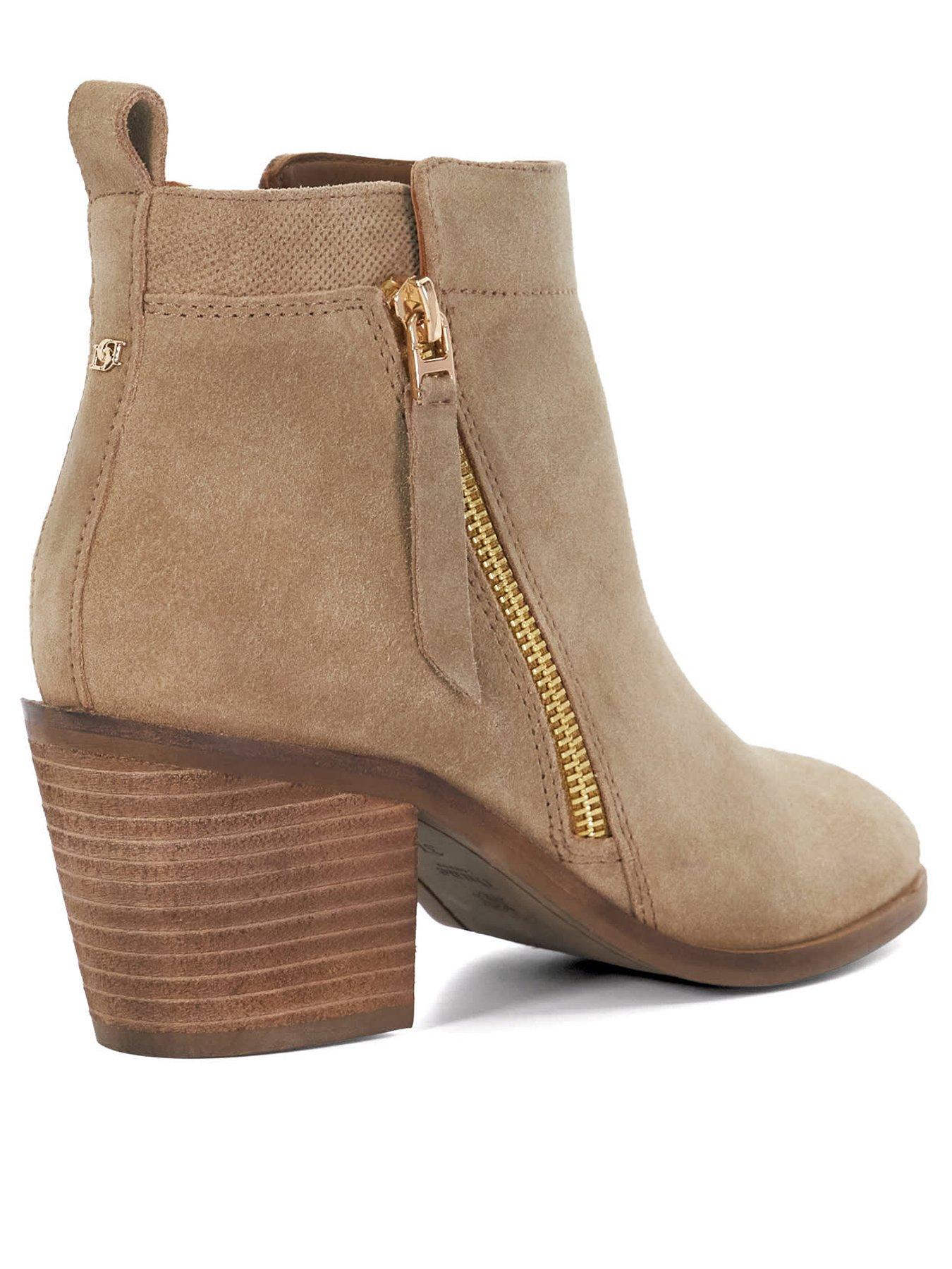 Image 4 of 7 of Dune London Wide Fit Pacing Side Zip Ankle Boot - Beige