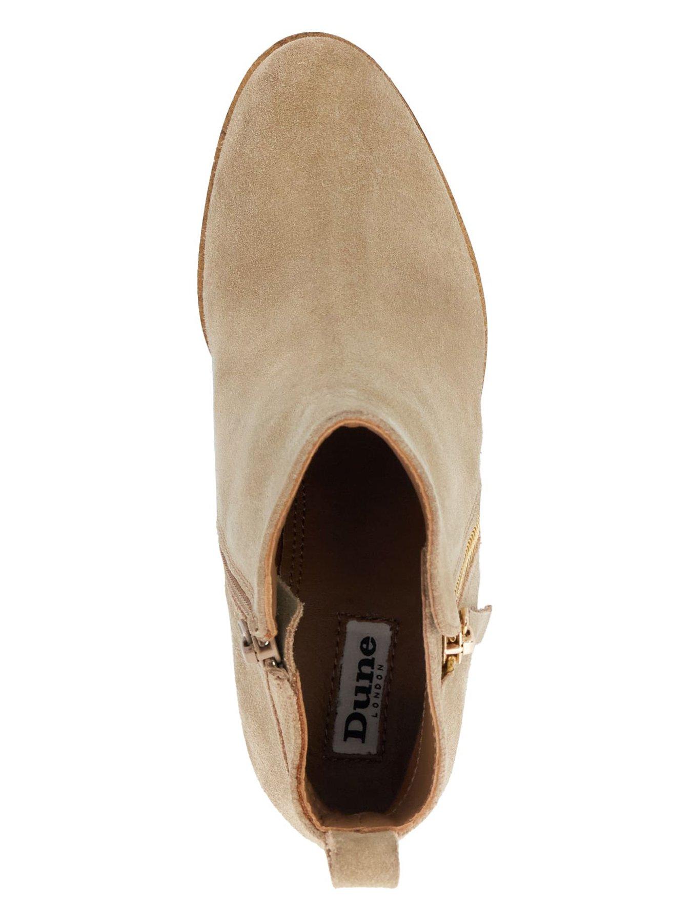 Image 5 of 7 of Dune London Wide Fit Pacing Side Zip Ankle Boot - Beige