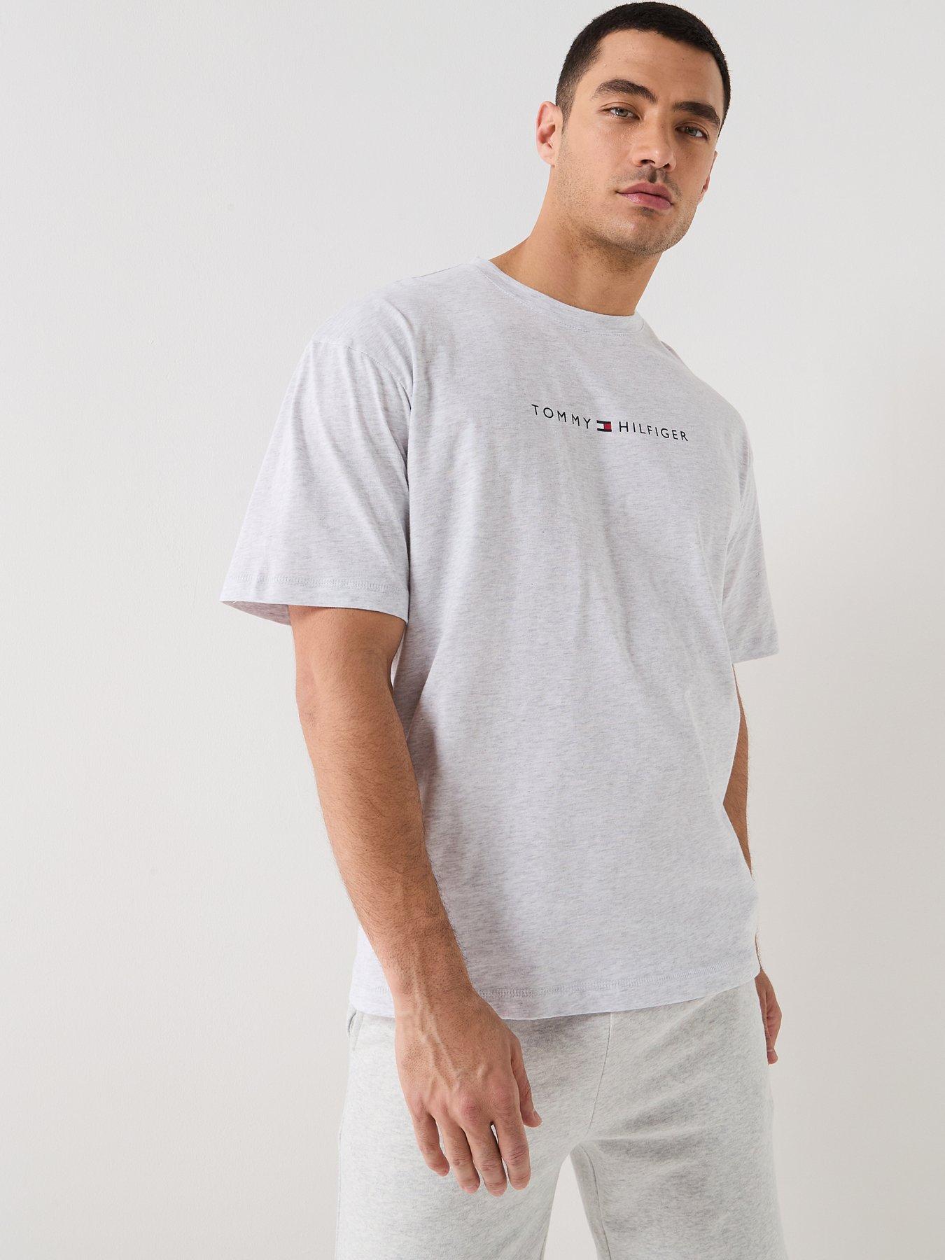Tommy Hilfiger Small Linear Chest Logo Loungewear T-Shirt - Light Grey