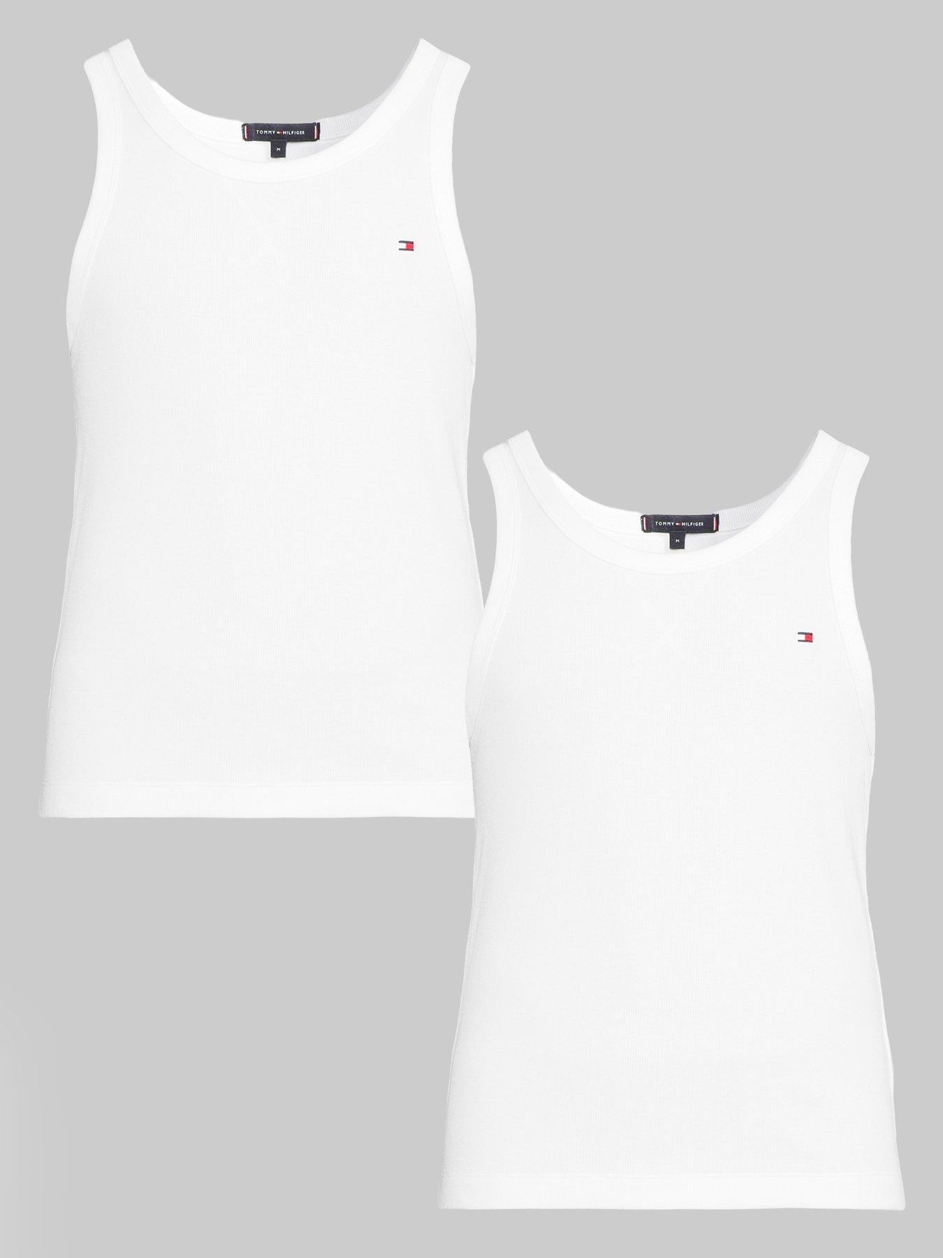 Image 1 of 5 of Tommy Hilfiger 2 Pack Rib Vests - White
