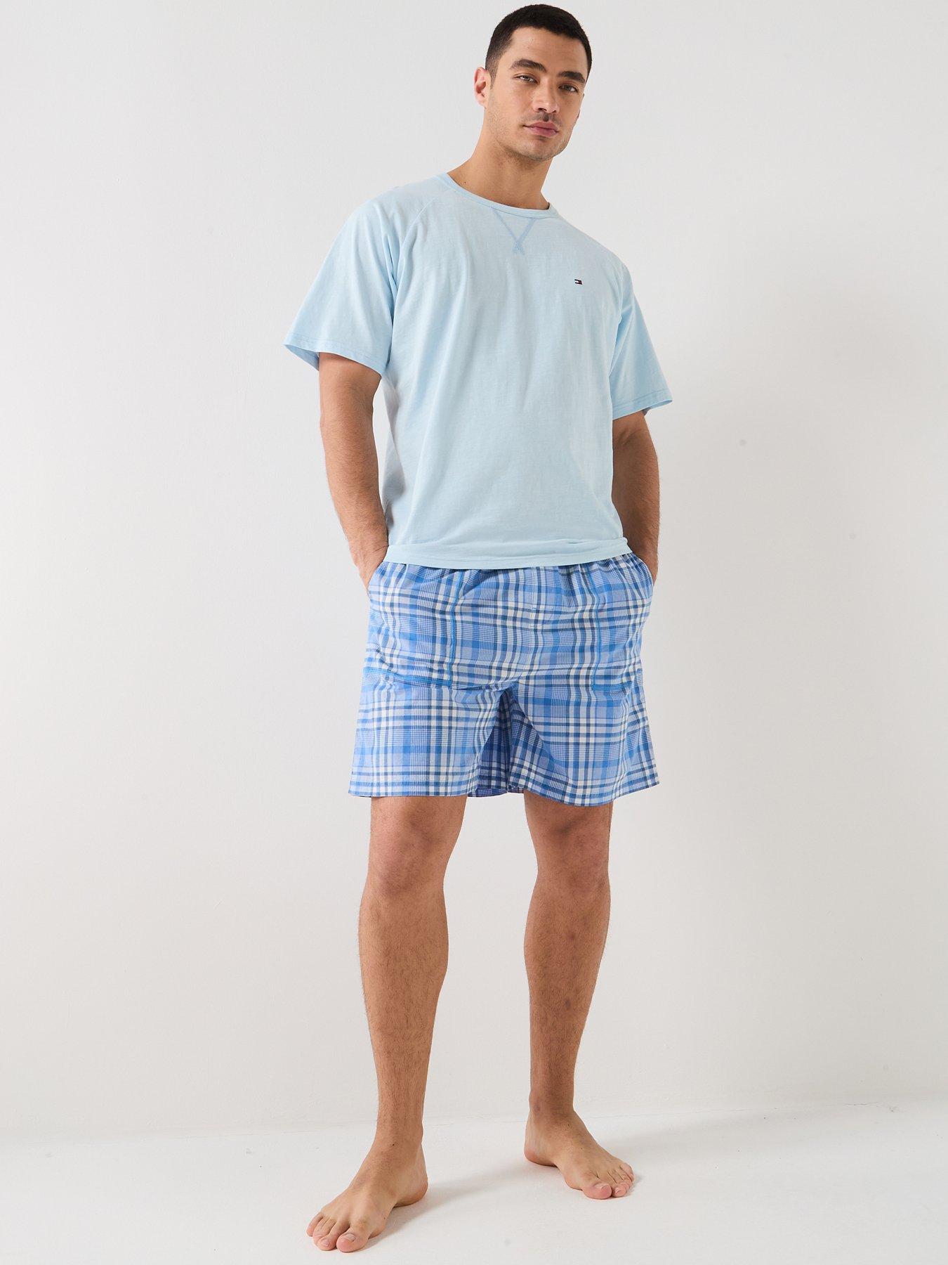 Tommy Hilfiger Woven Short Print Pyjama Set, Blue, Size Xl, Men