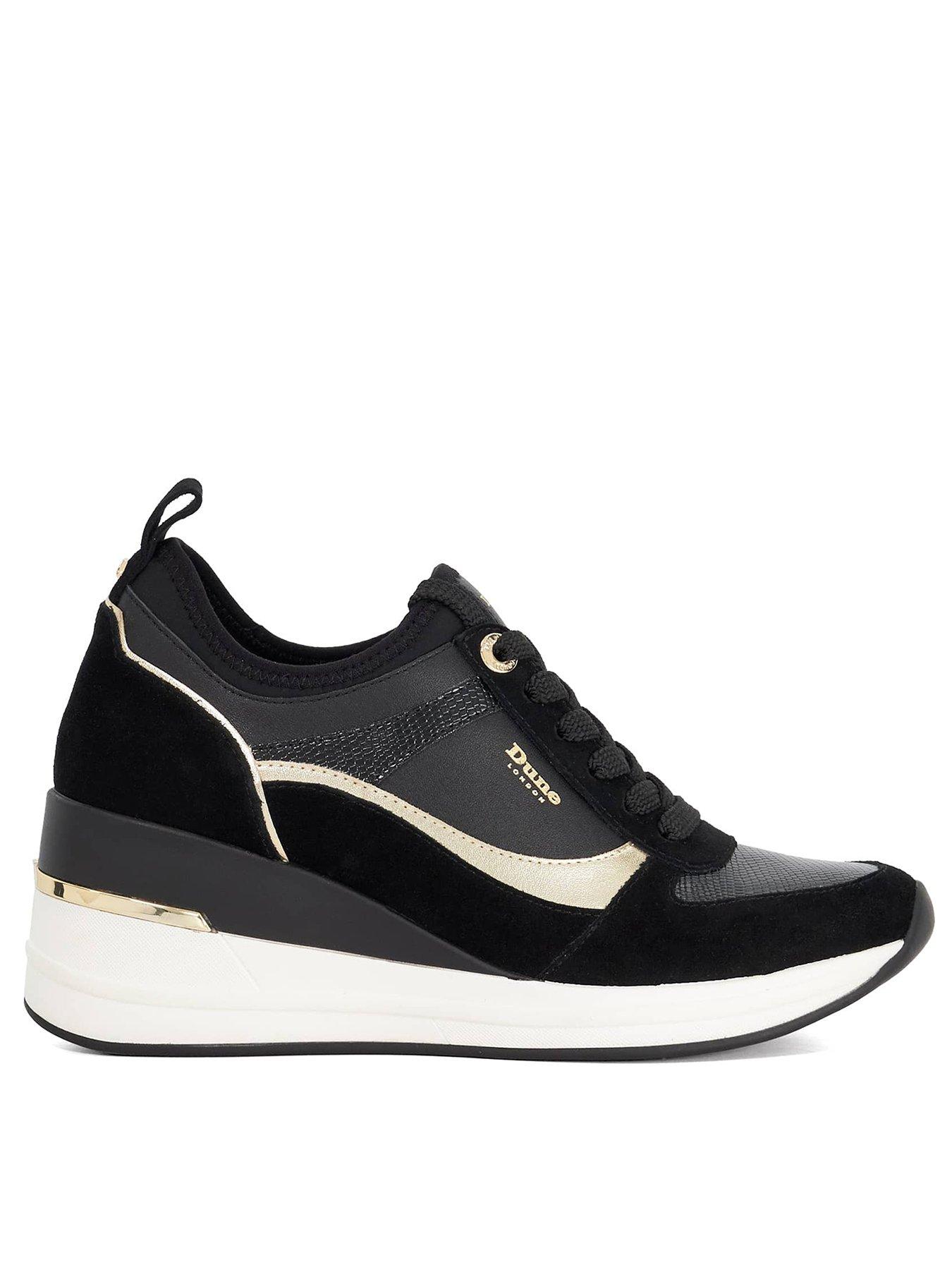 Dune London Ellaina Wedge Lace Up Trainers - Black