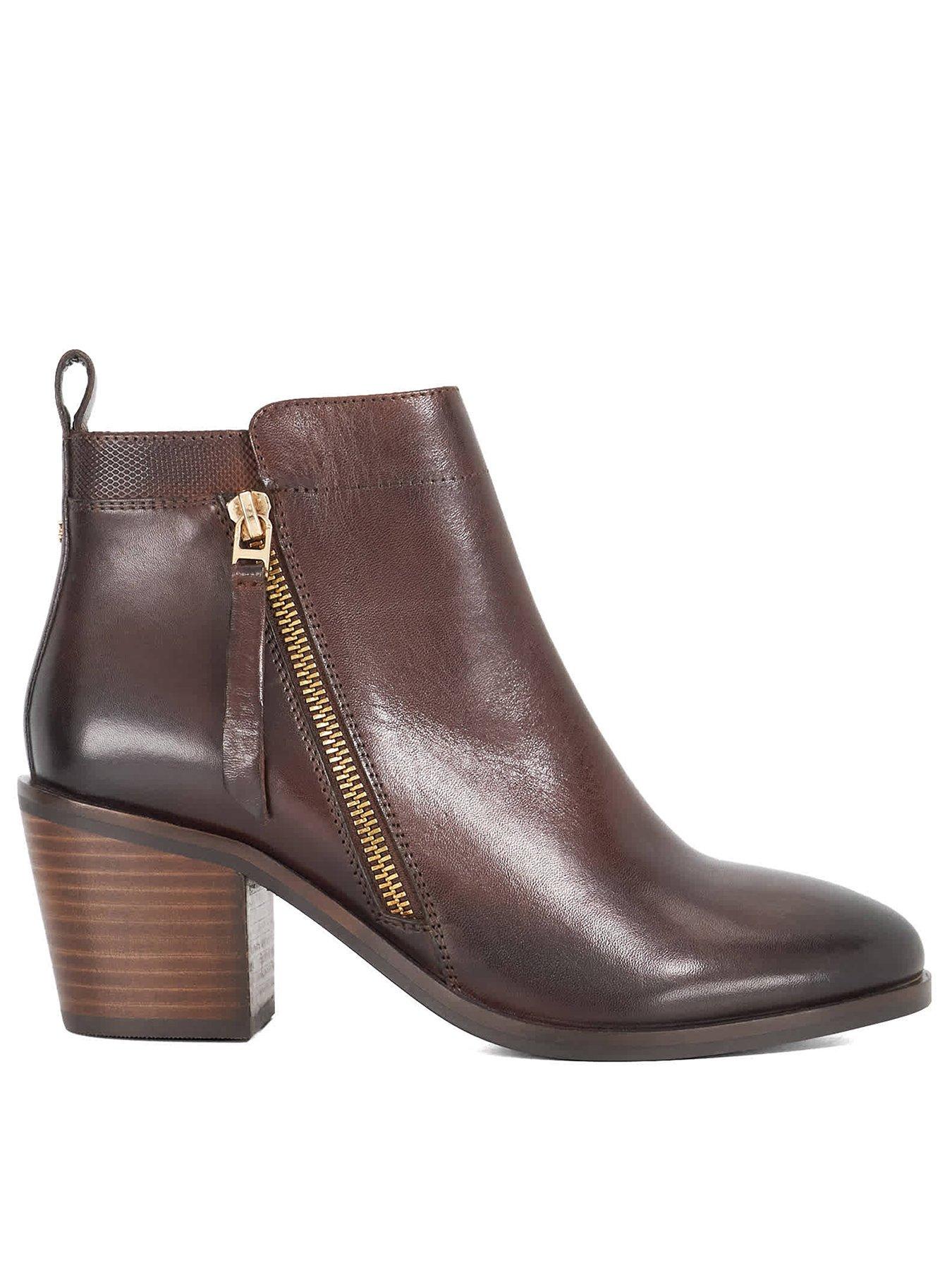 Image 1 of 5 of Dune London Wide Fit Pacing Side Zip Ankle Boot - Brown
