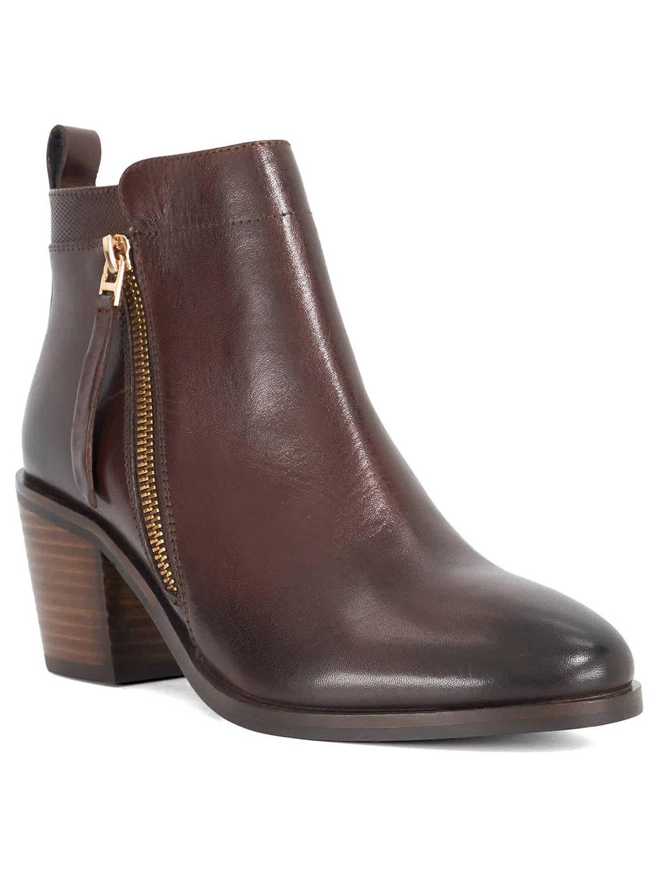Image 2 of 5 of Dune London Wide Fit Pacing Side Zip Ankle Boot - Brown