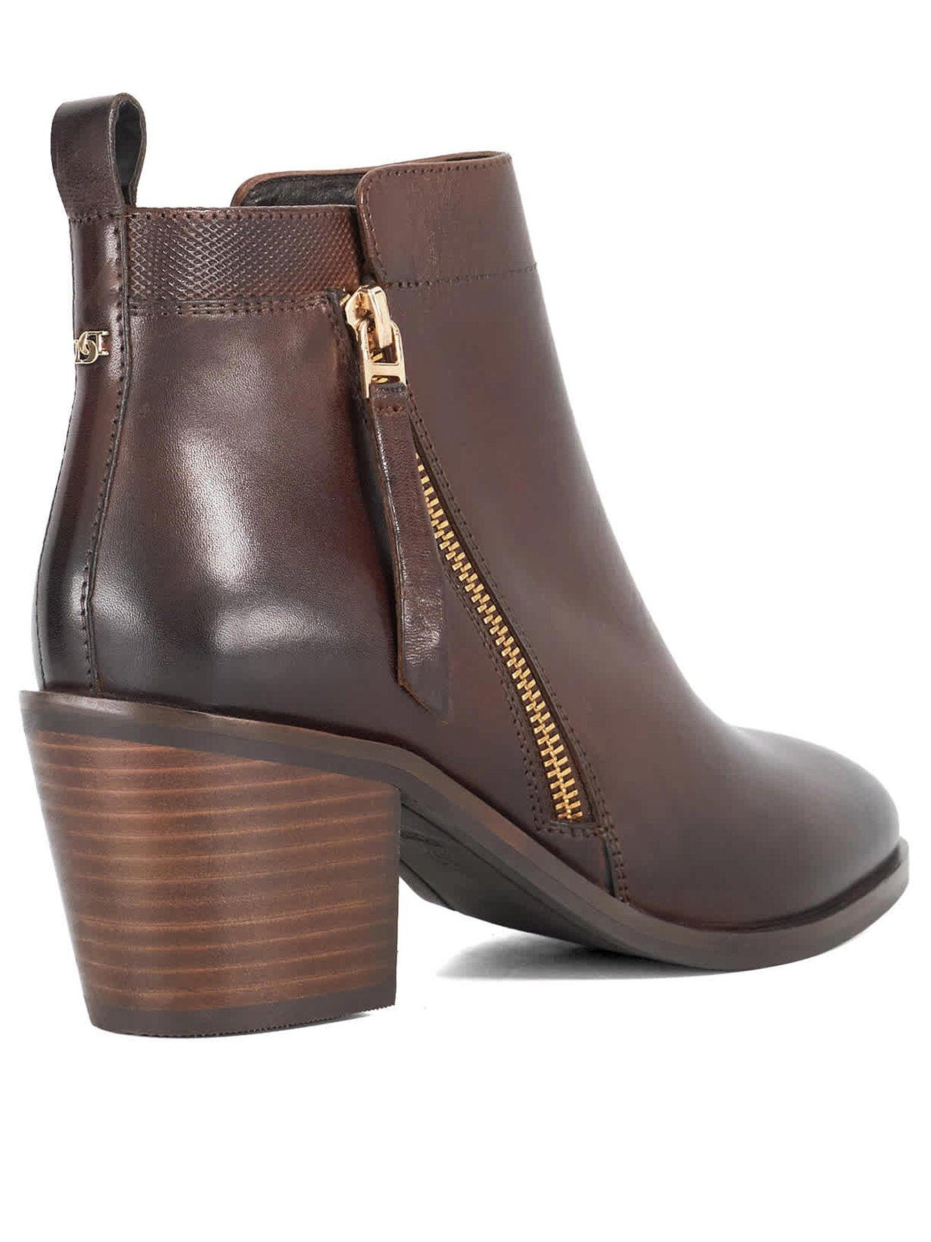 Image 3 of 5 of Dune London Wide Fit Pacing Side Zip Ankle Boot - Brown