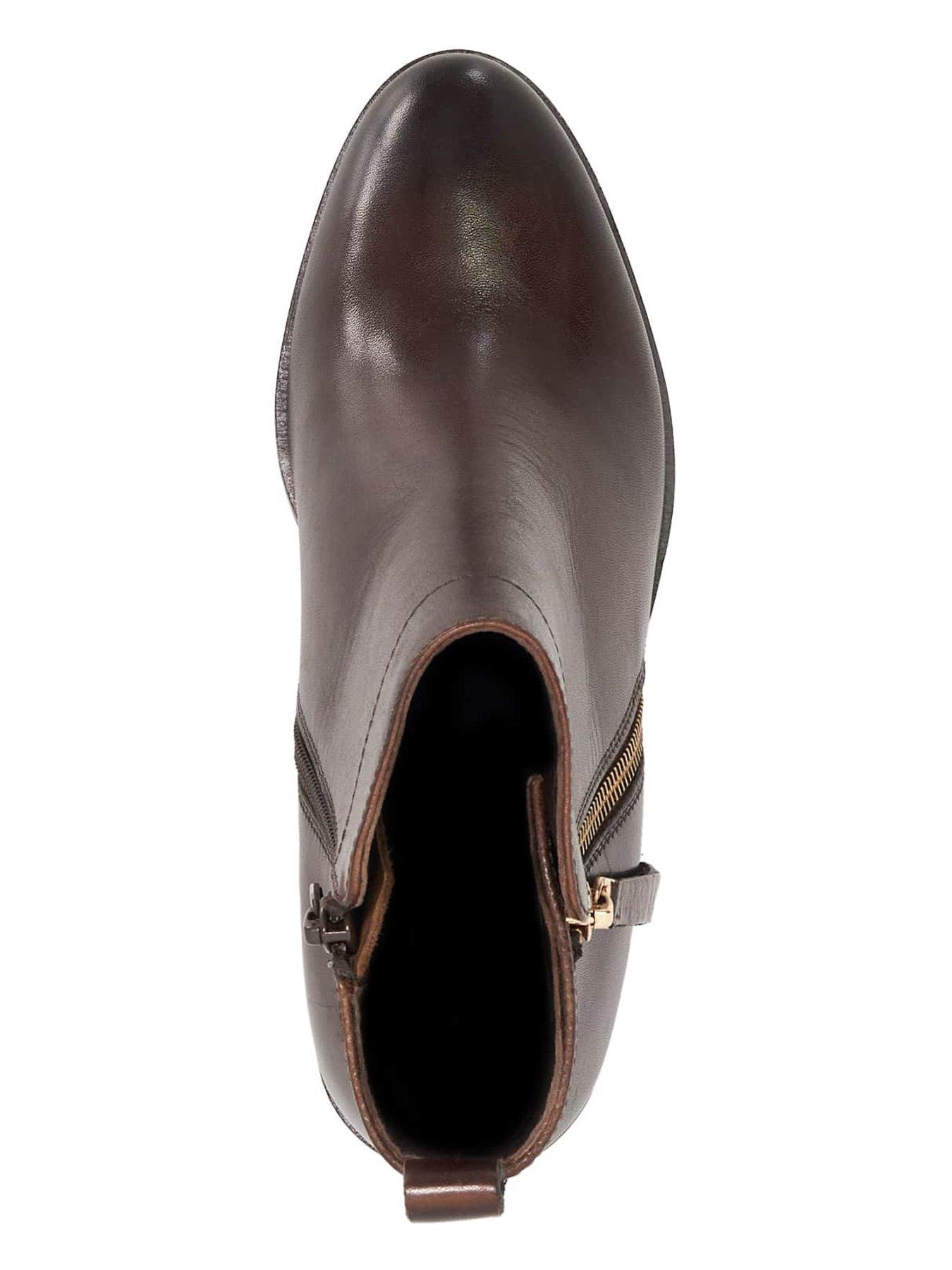 Image 4 of 5 of Dune London Wide Fit Pacing Side Zip Ankle Boot - Brown