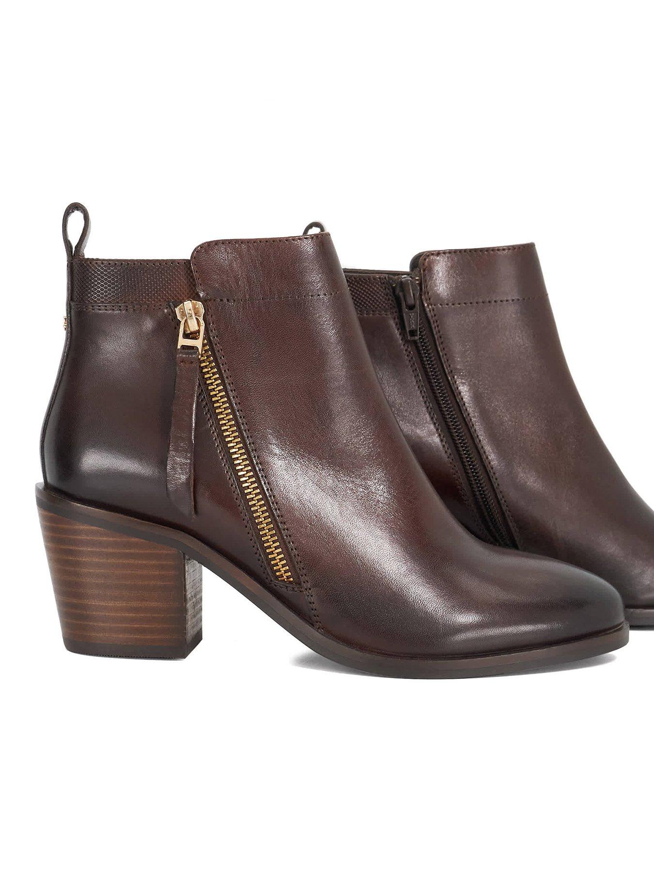 Image 5 of 5 of Dune London Wide Fit Pacing Side Zip Ankle Boot - Brown