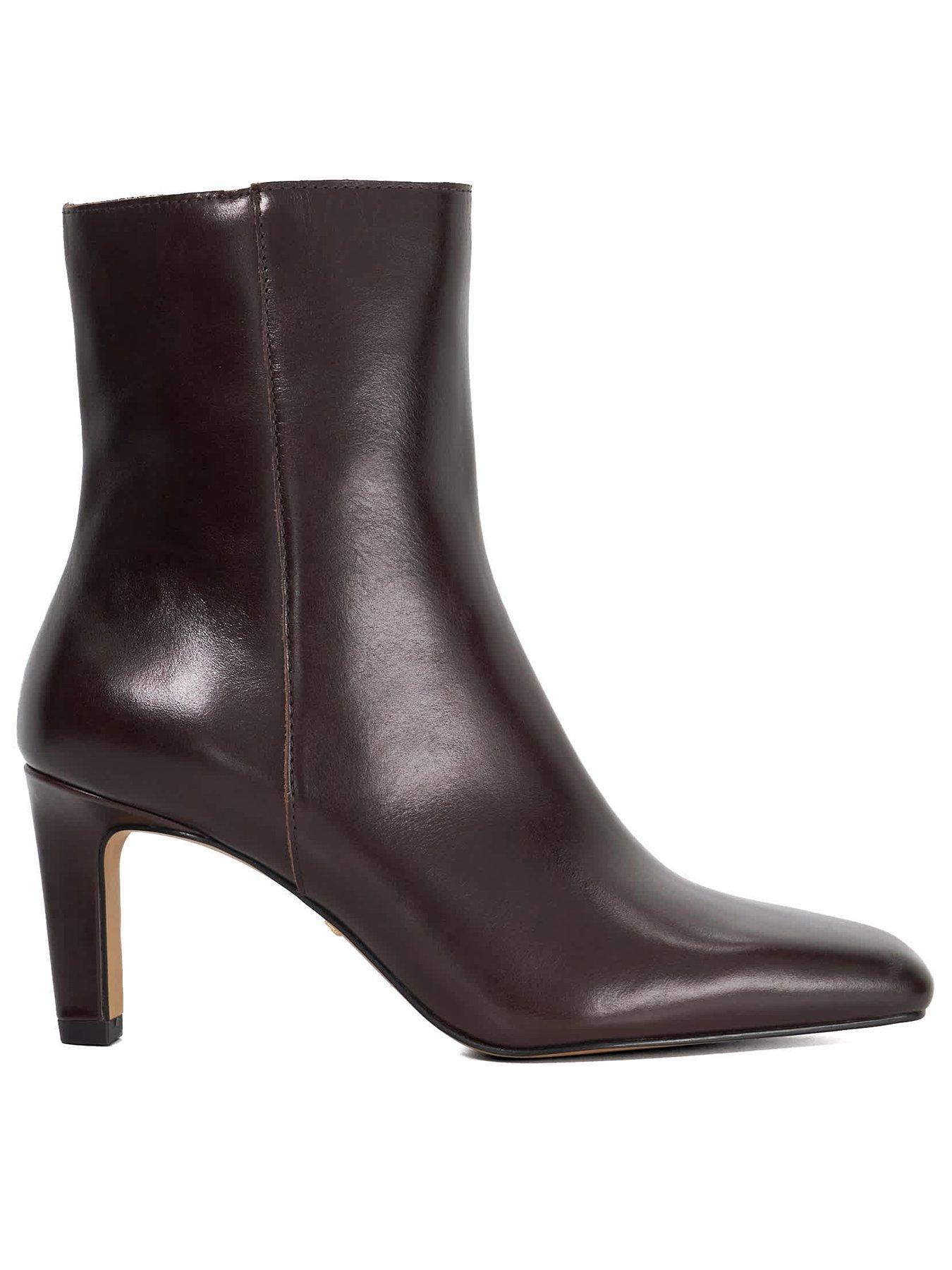 Image 2 of 6 of Dune London Ovation Square Toe Heeled Boots - Brown
