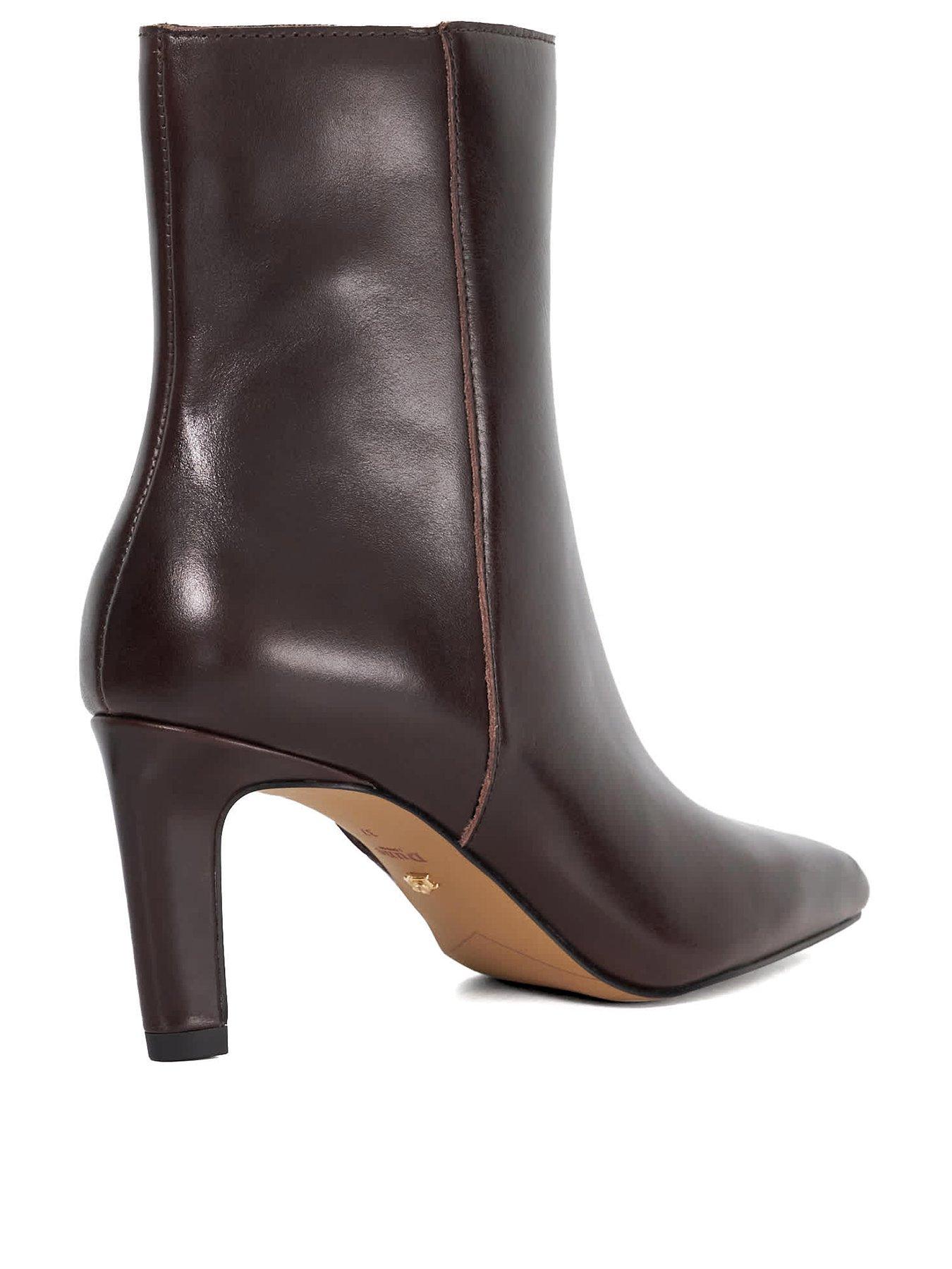 Image 4 of 6 of Dune London Ovation Square Toe Heeled Boots - Brown