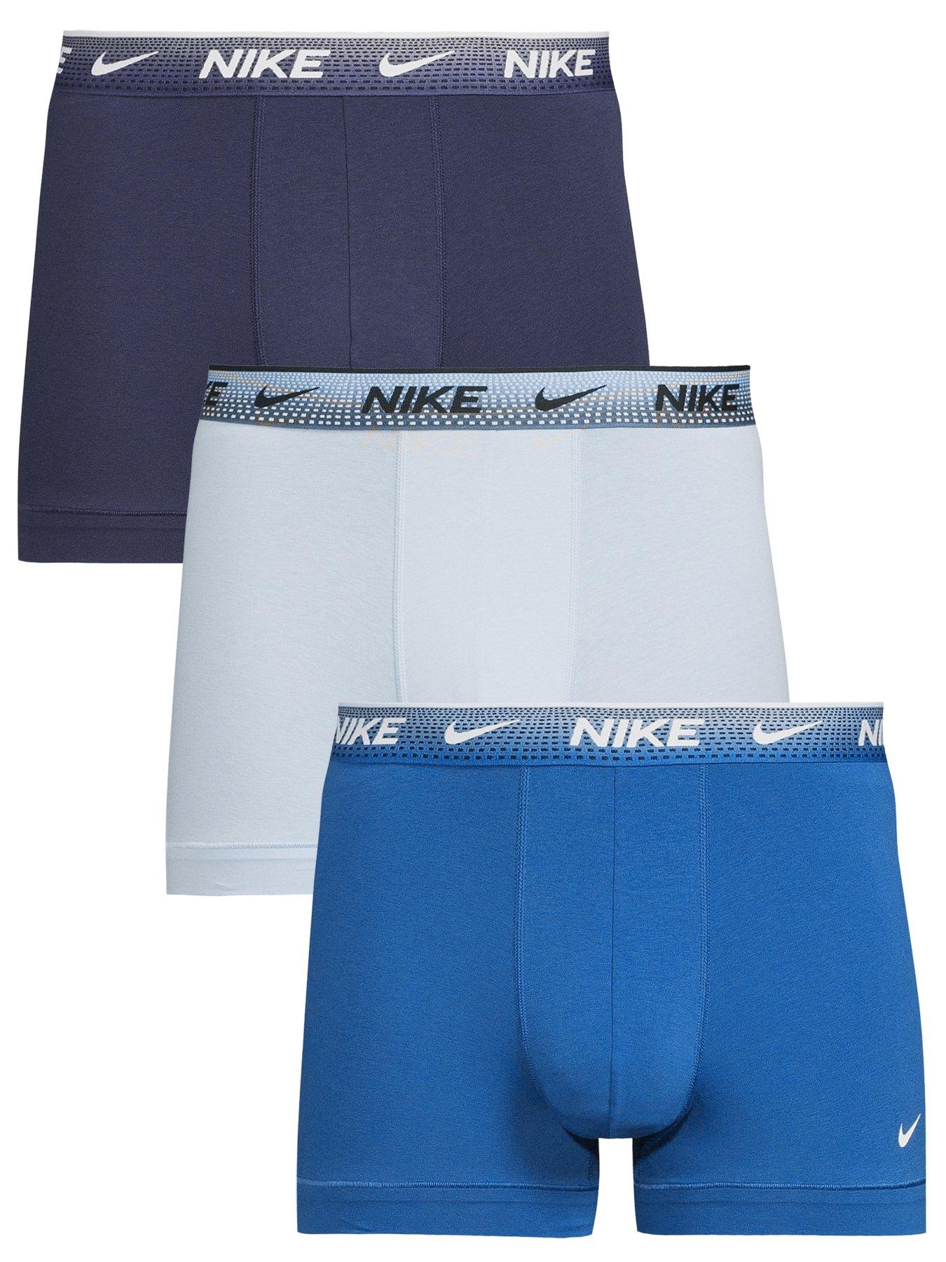 Nike Cotton Stretch 3 Pack Trunks, Blue, Size M, Men