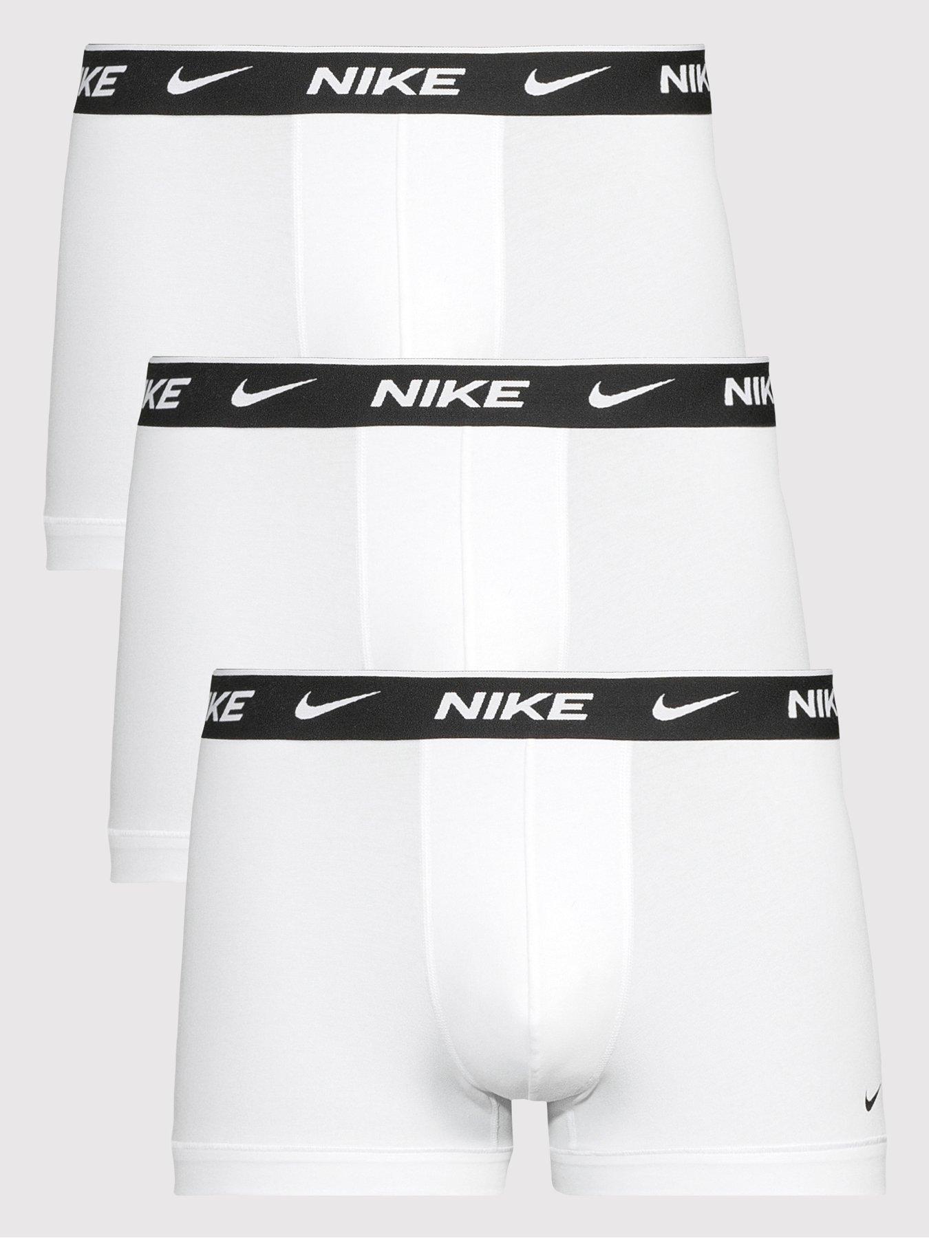 Nike Cotton Stretch 3 Pack Trunks, White, Size L, Men