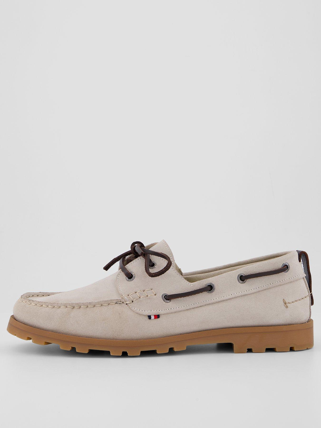 Tommy Hilfiger Hilifger Light Suede Boat Shoe, Beige, Size 45=10.5, Men