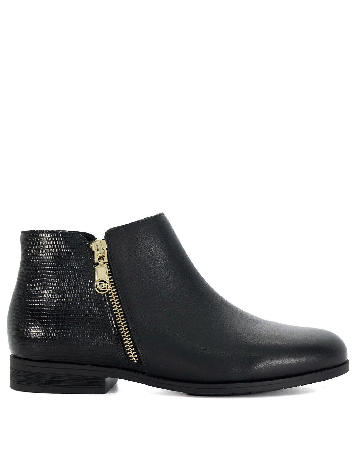 Dune London Wide Fit Asymmetric Side Zip Boot - Black