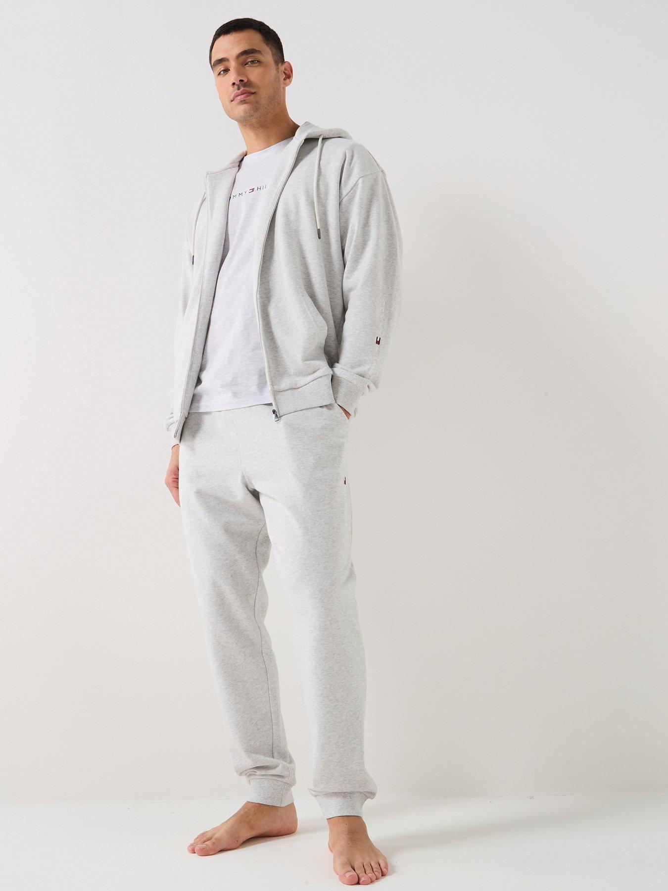 Image 3 of 5 of Tommy Hilfiger Arm Logo Full Zip Loungewear Hoodie - Light Grey