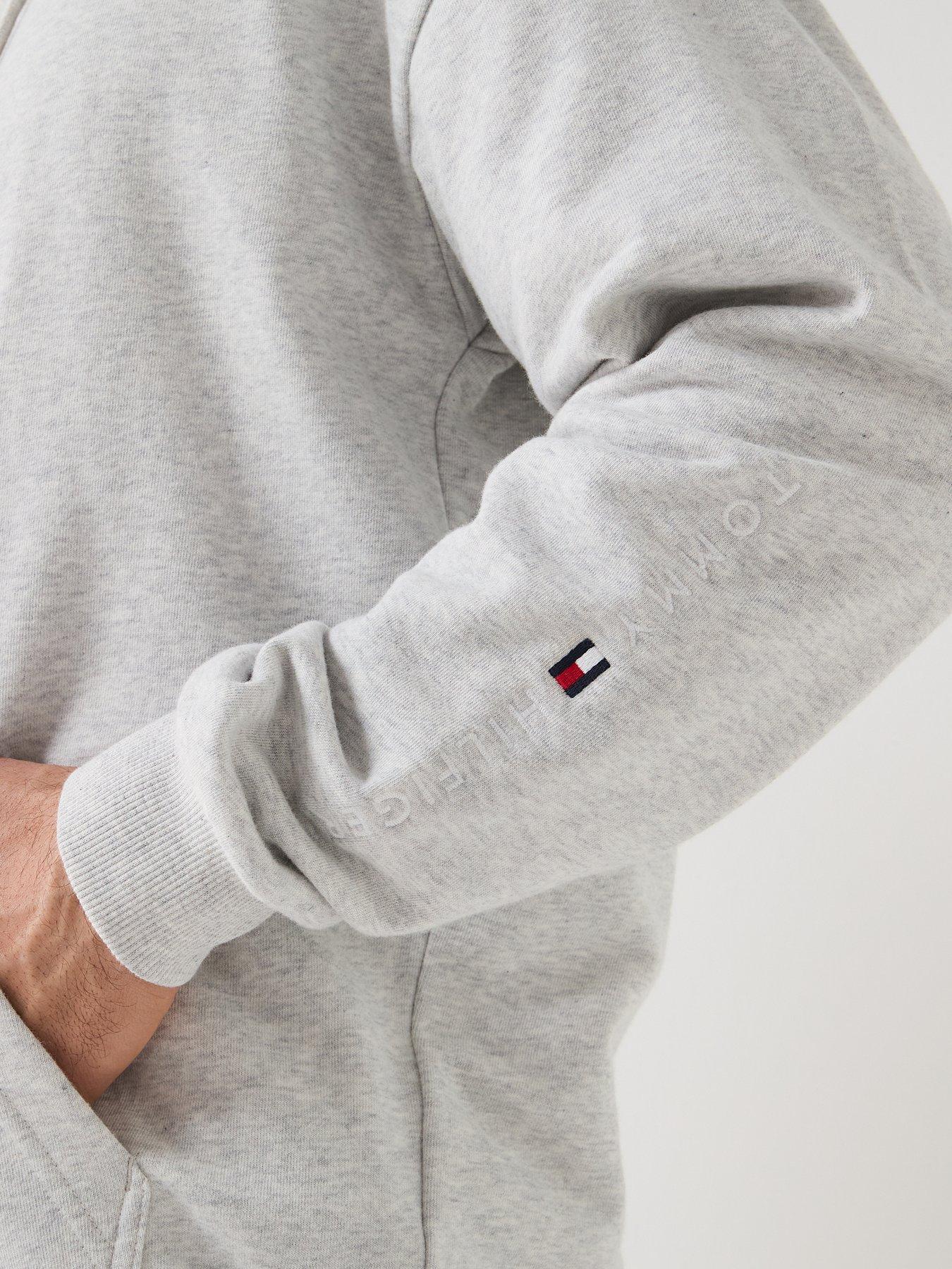 Image 5 of 5 of Tommy Hilfiger Arm Logo Full Zip Loungewear Hoodie - Light Grey