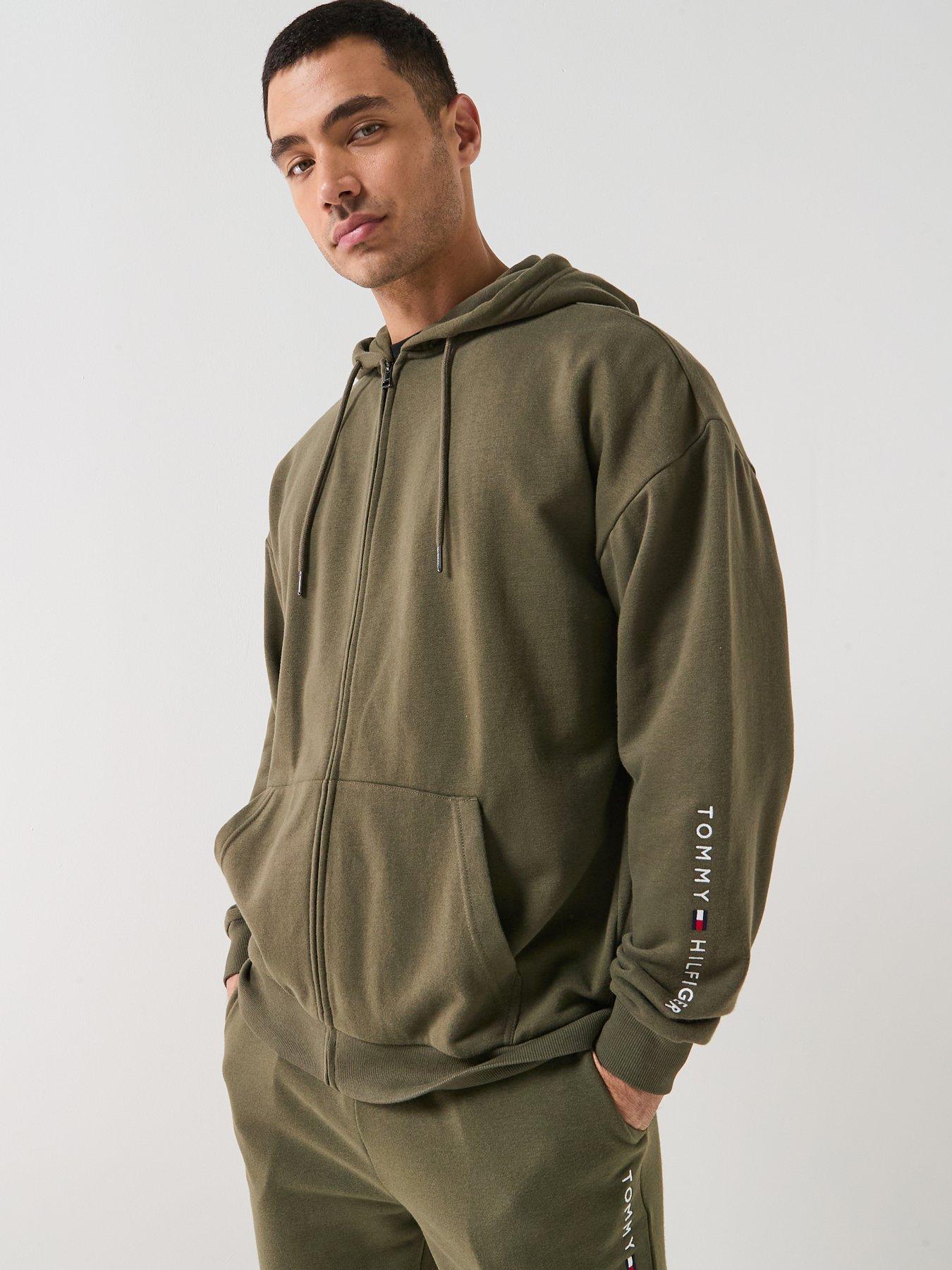 Tommy Hilfiger Arm Logo Full Zip Loungewear Hoodie - Dark Green