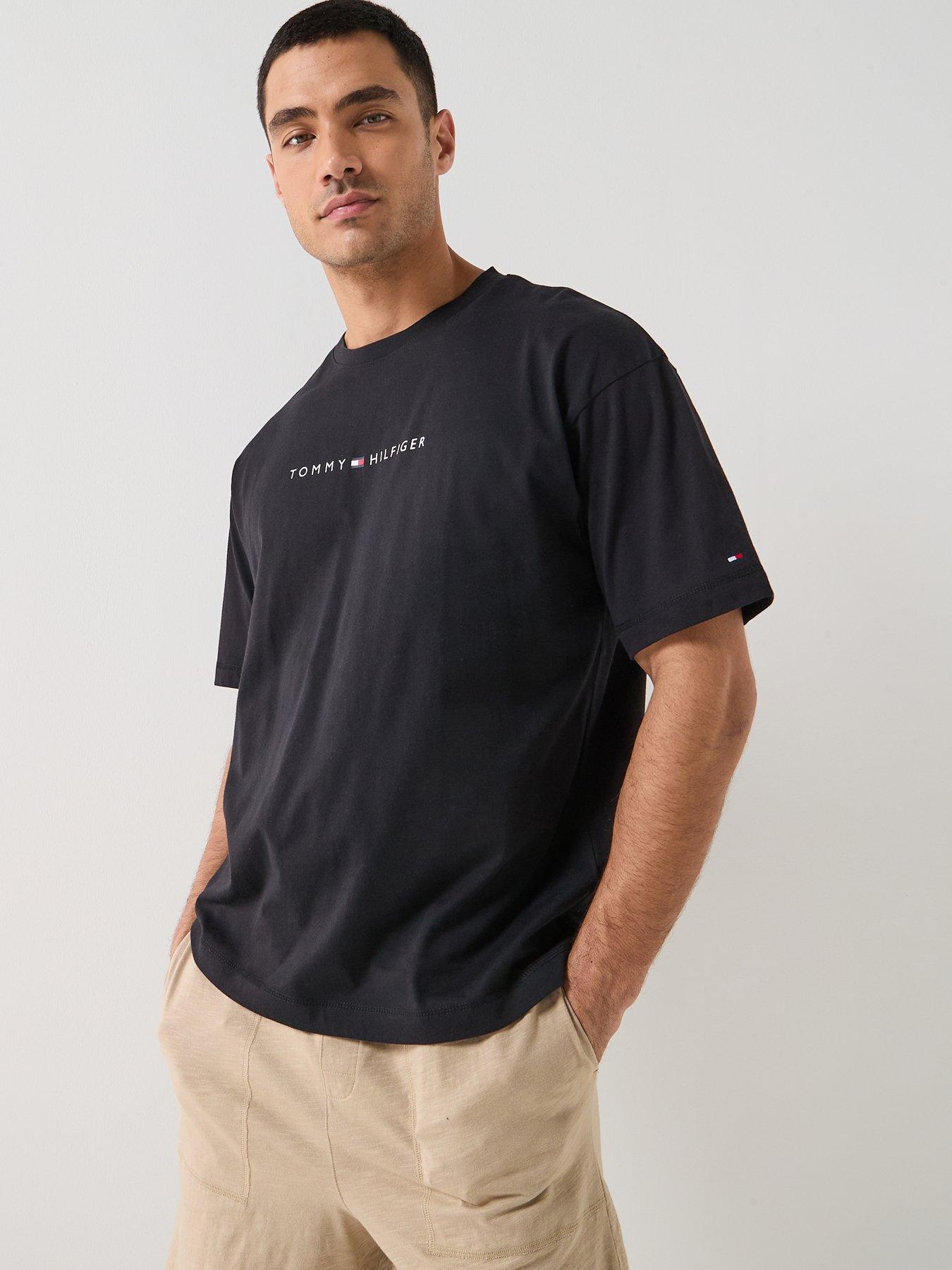 Tommy Hilfiger Small Linear Chest Logo Loungewear T-Shirt - Black