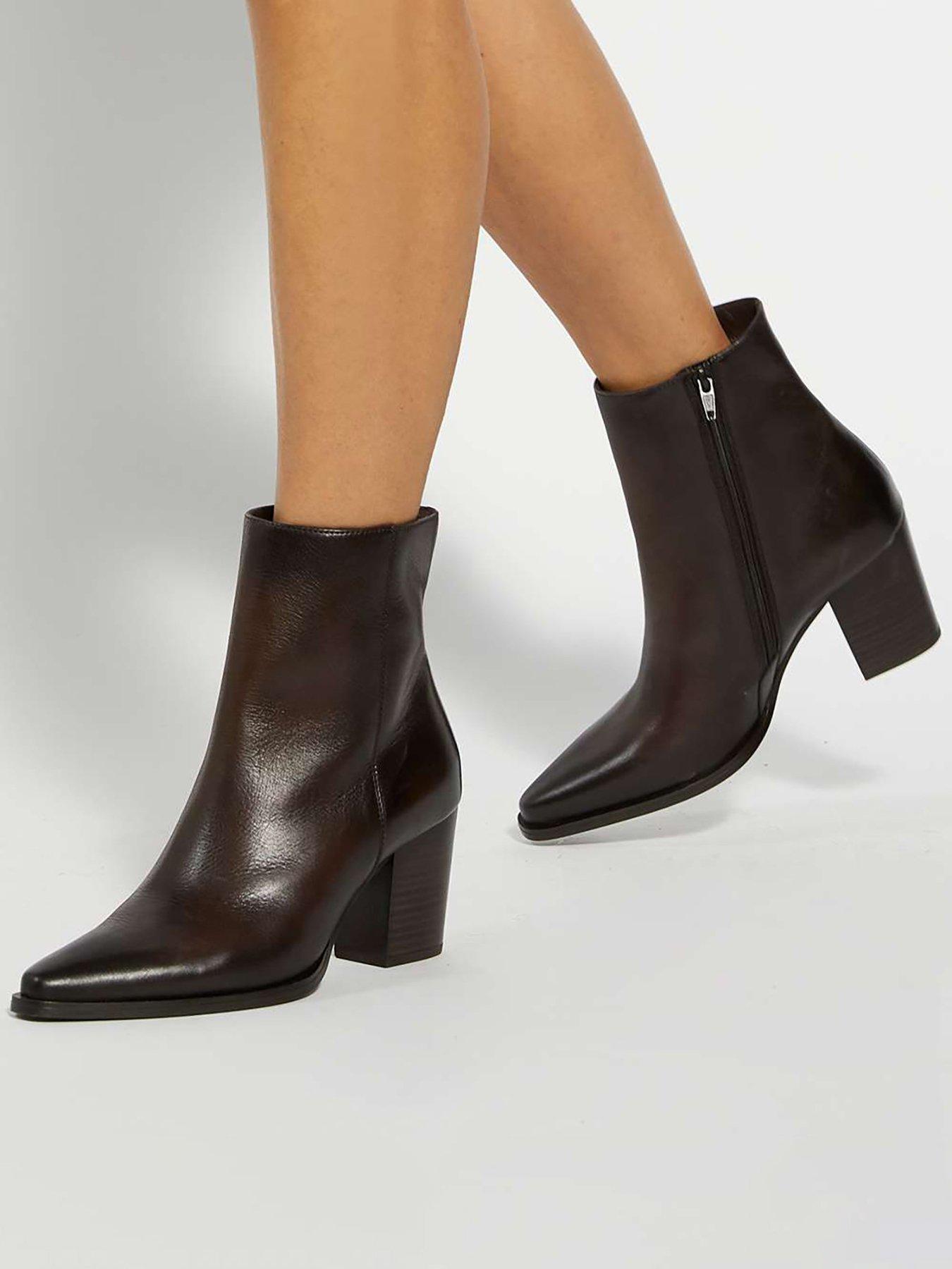 Dune London Paxten Smart Western Ankle Boots  - Brown