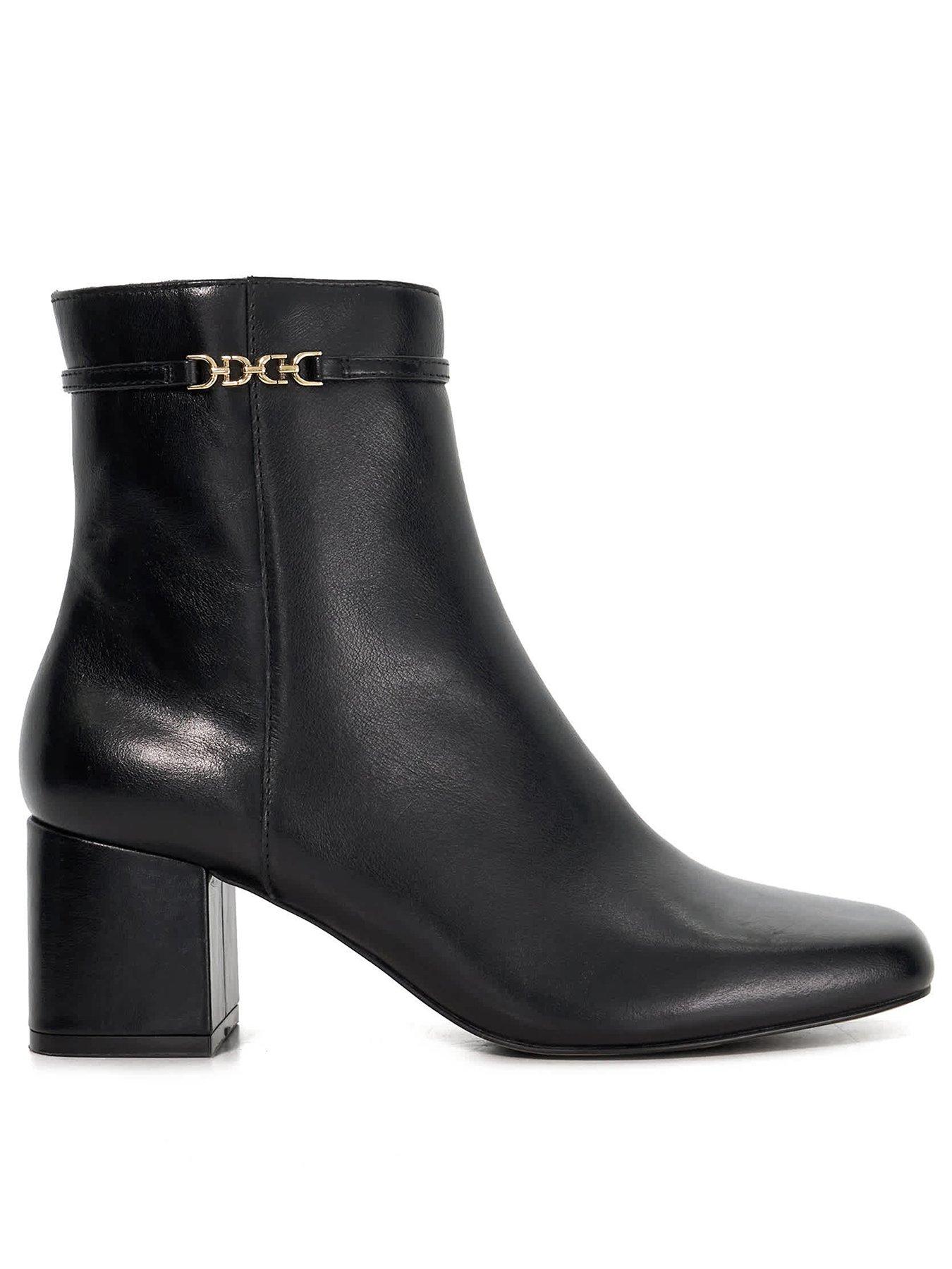 Image 2 of 6 of Dune London Oaklee Side Buckle Block Heel Boots - Black