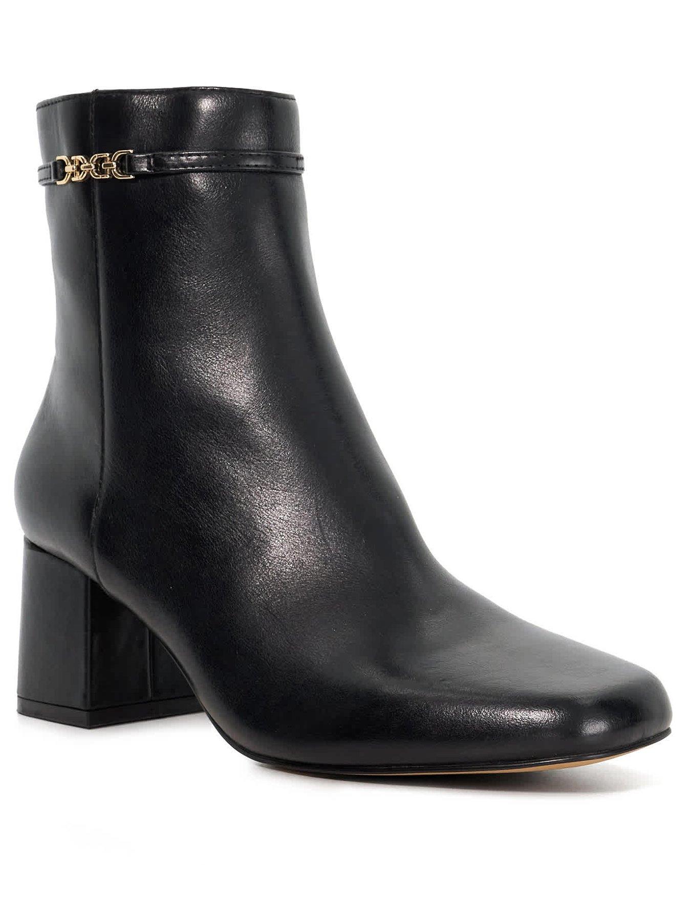 Image 3 of 6 of Dune London Oaklee Side Buckle Block Heel Boots - Black