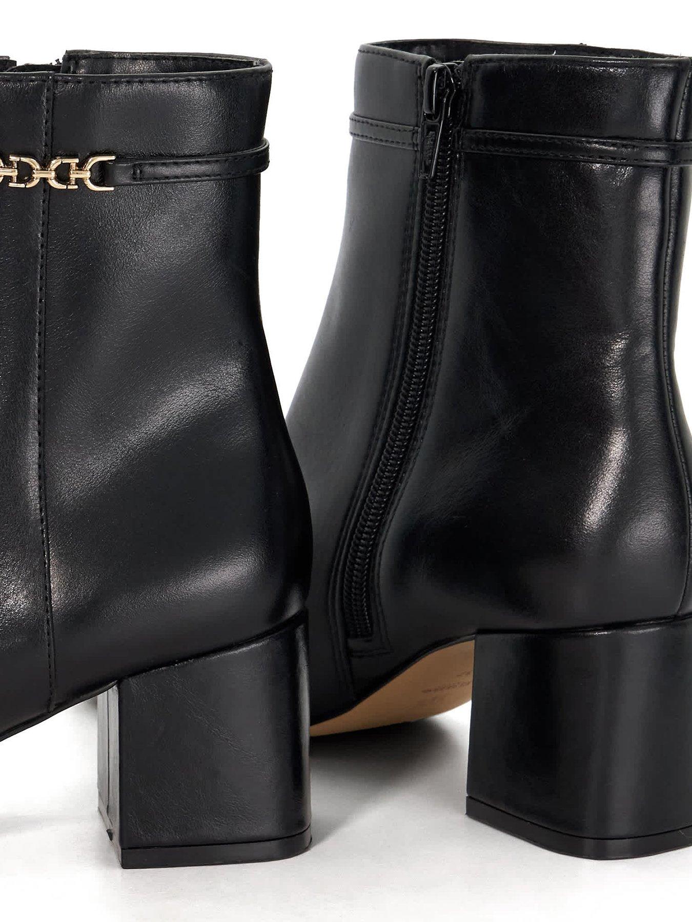 Image 6 of 6 of Dune London Oaklee Side Buckle Block Heel Boots - Black