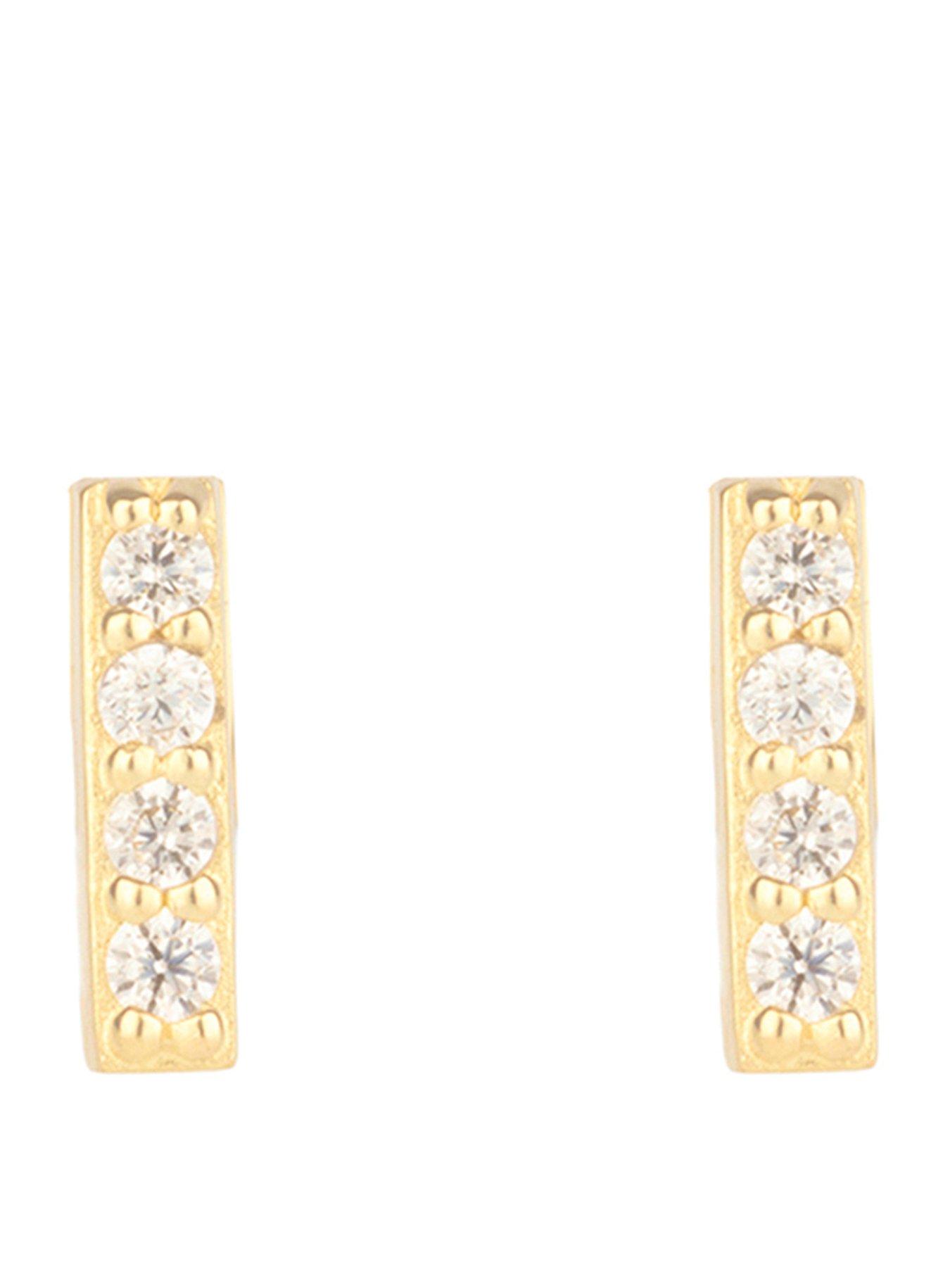 The Love Collection 9ct Gold Cubic Zirconia Initial Stud Earrings