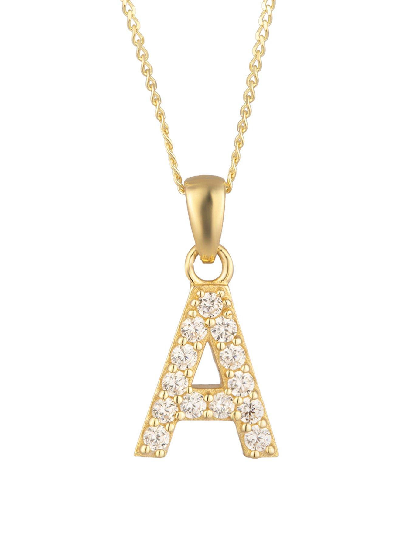 The Love Collection 9ct Gold Cubic Zirconia Initial Pendant