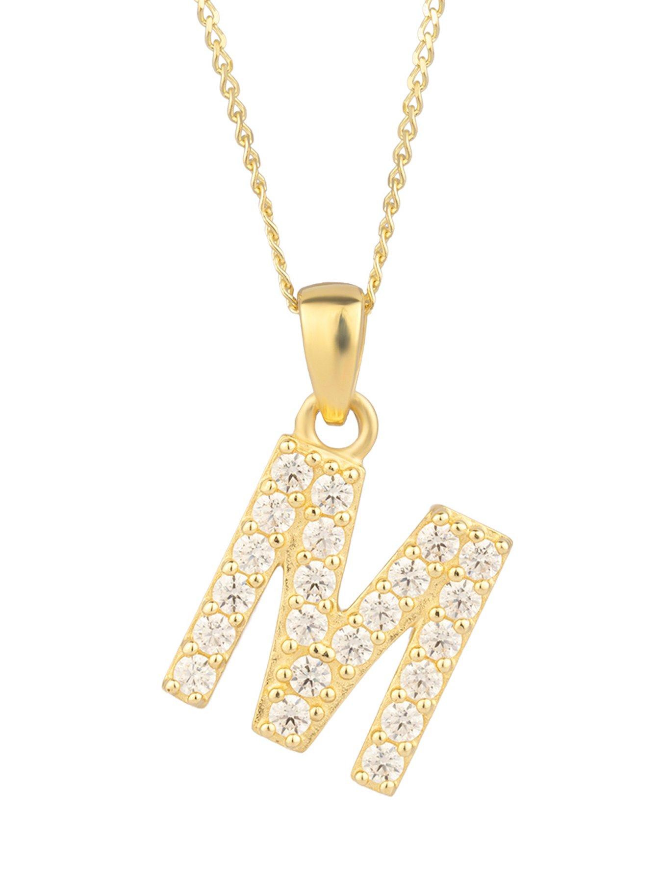 The Love Collection 9ct Gold Cubic Zirconia Initial Pendant